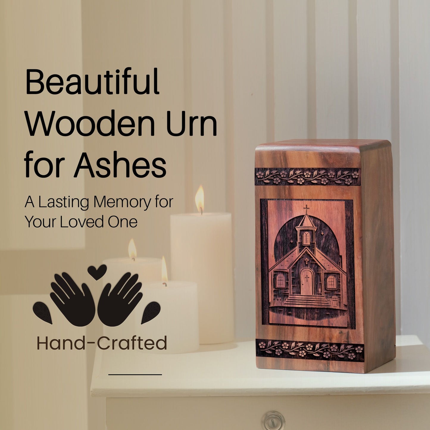 Wooden House Urn Box for Ashes - Memorial Keepsake