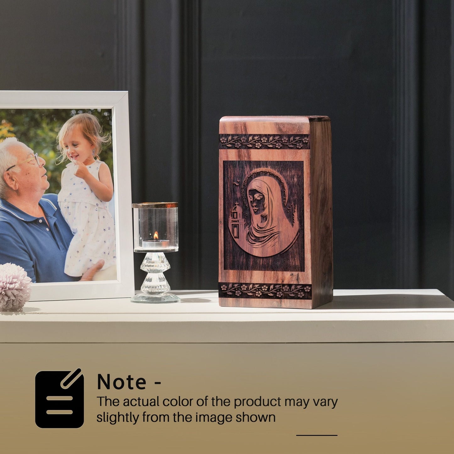 Wooden Mary Urn for Ashes - Handcrafted Keepsake