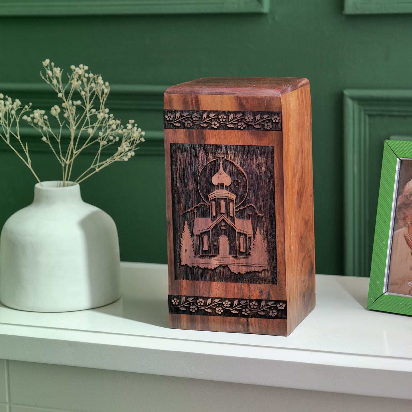 church Urn Size 14 Inch 14”(H) x 7.5”(W) x 7.5”(L)