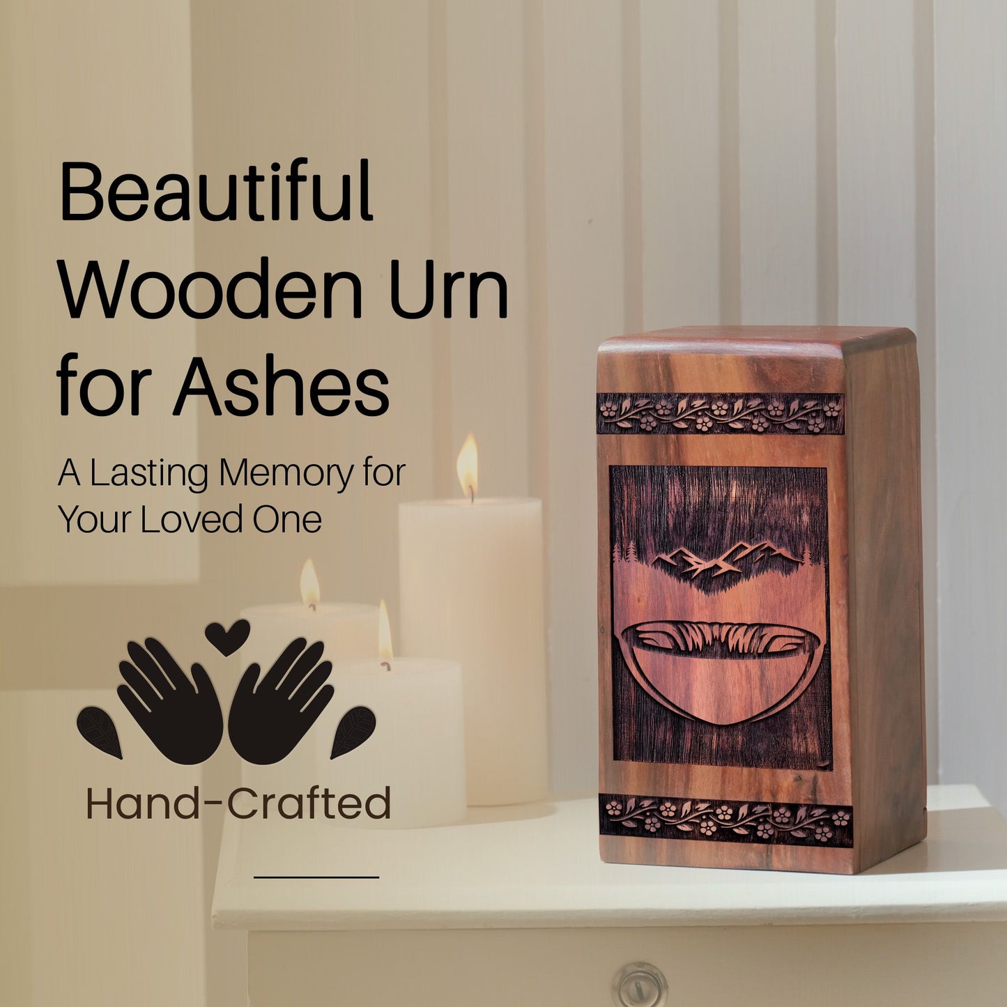 Wooden Forest Urn Box for Ashes - Thoughtful Memorial