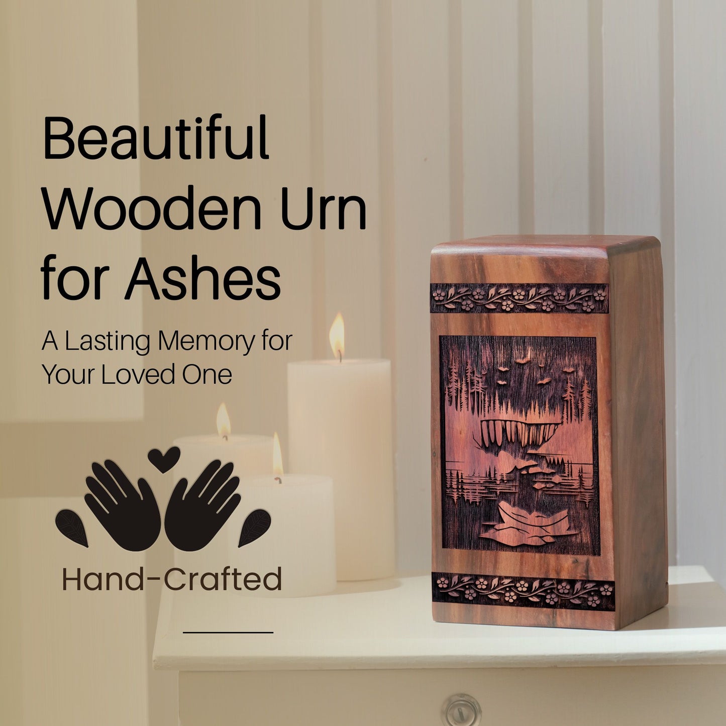 Handmade Wooden Forest Urn for Ashes - Lasting Memorial