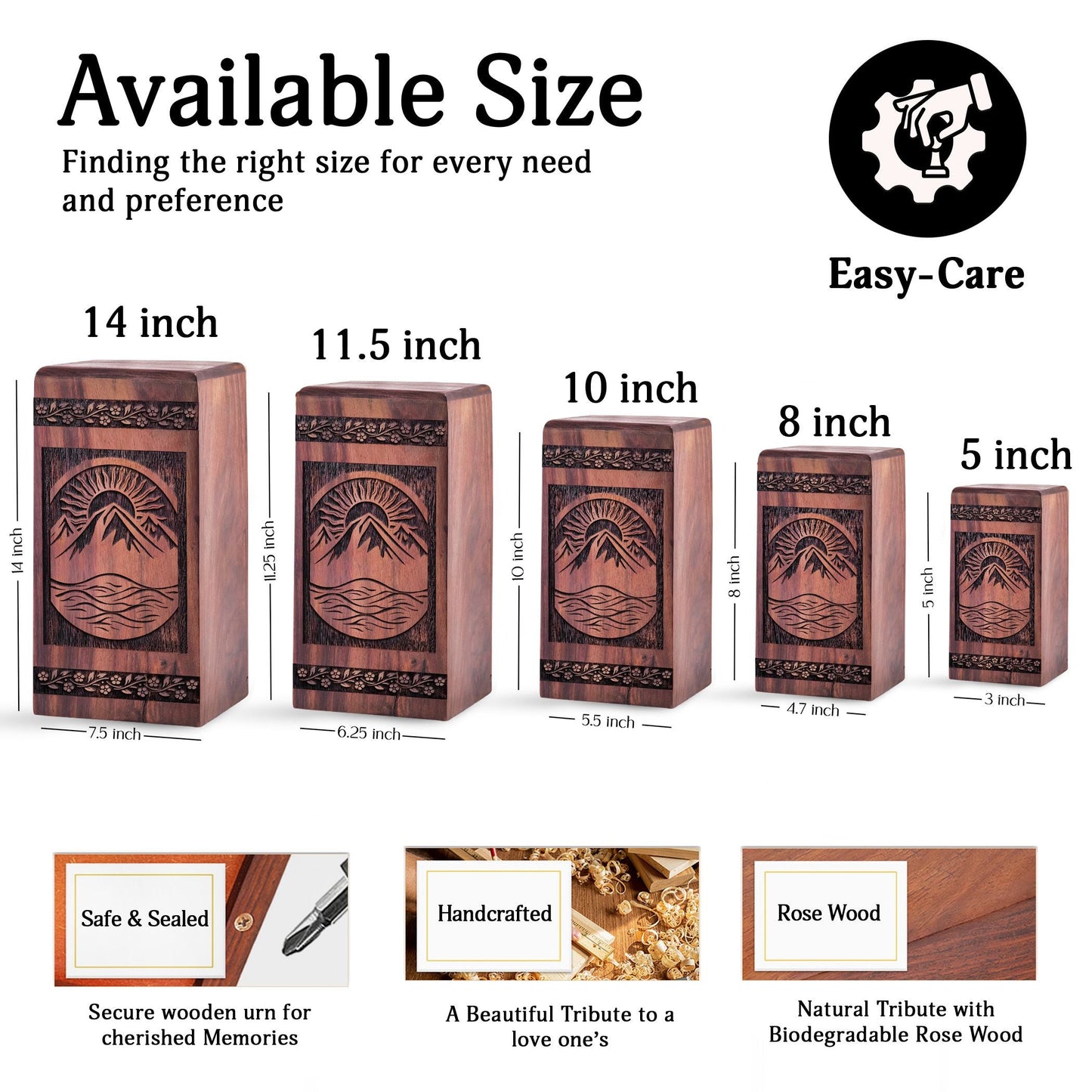 Unique Wooden Mountain Cremation Urn for Ashes - Memorial Keepsake