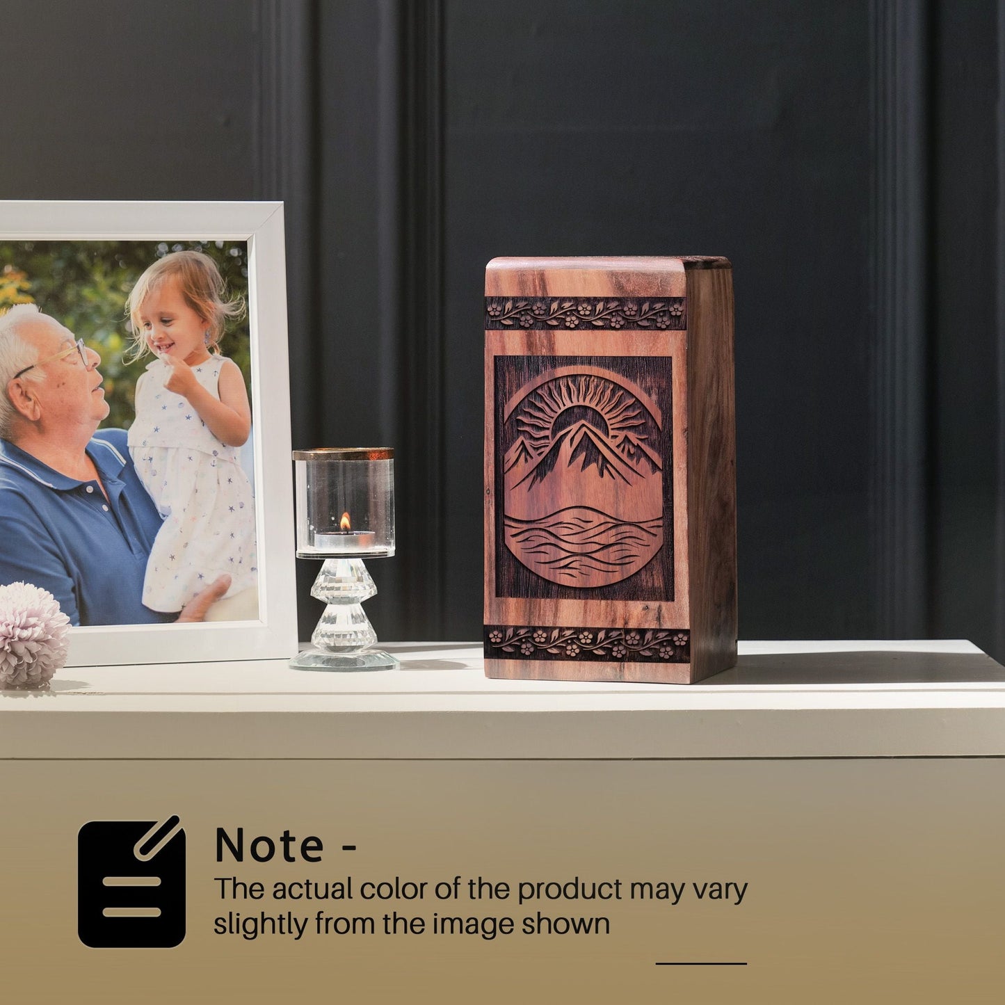 Unique Wooden Mountain Cremation Urn for Ashes - Memorial Keepsake