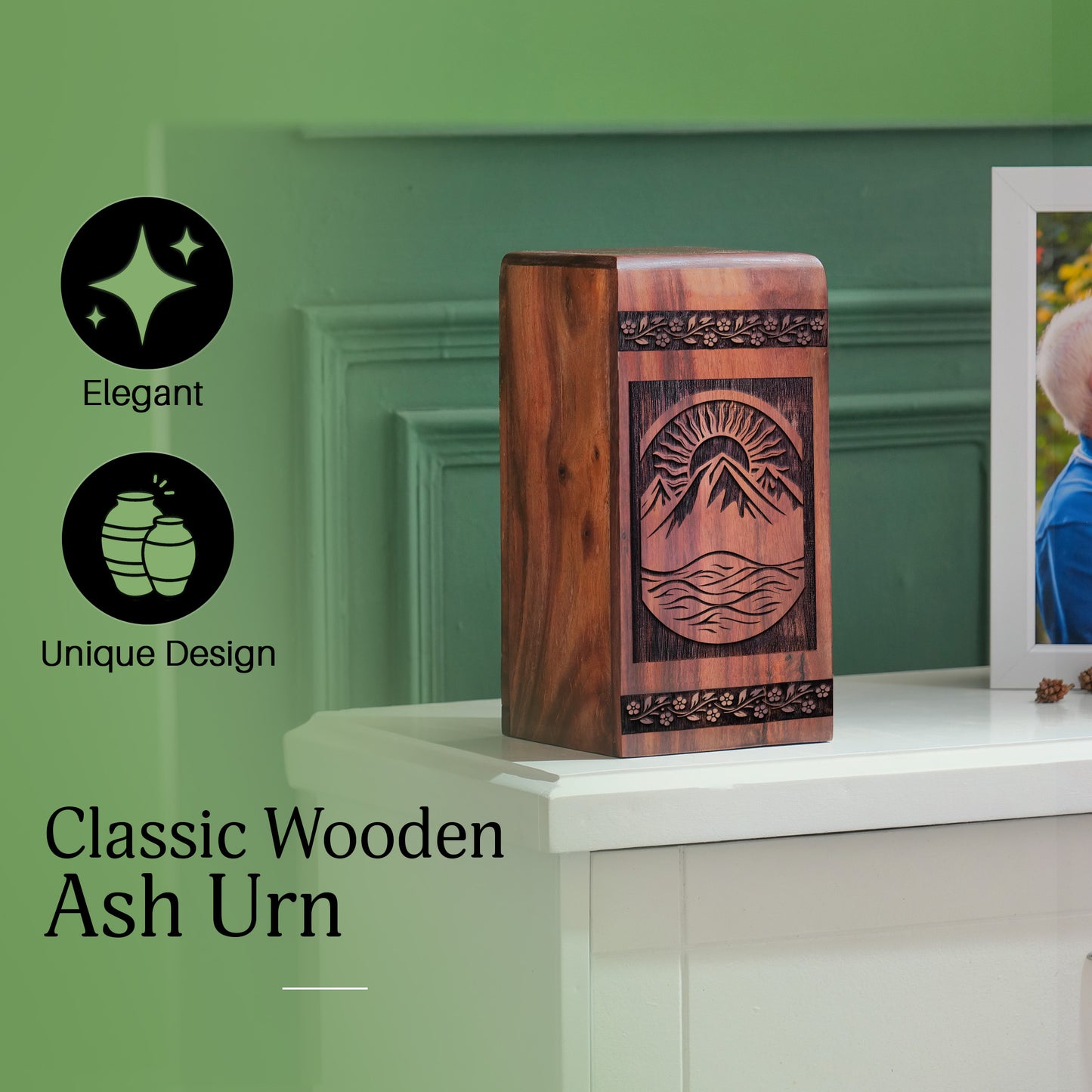 mountain Urn Size 11.25 Inch 11.25”(H) x 6.25”(W) x 6.25”(L)