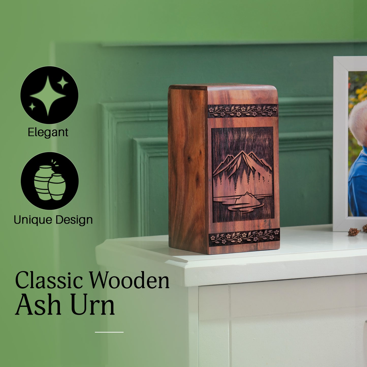 mountain Urn Size 11.25 Inch 11.25”(H) x 6.25”(W) x 6.25”(L)