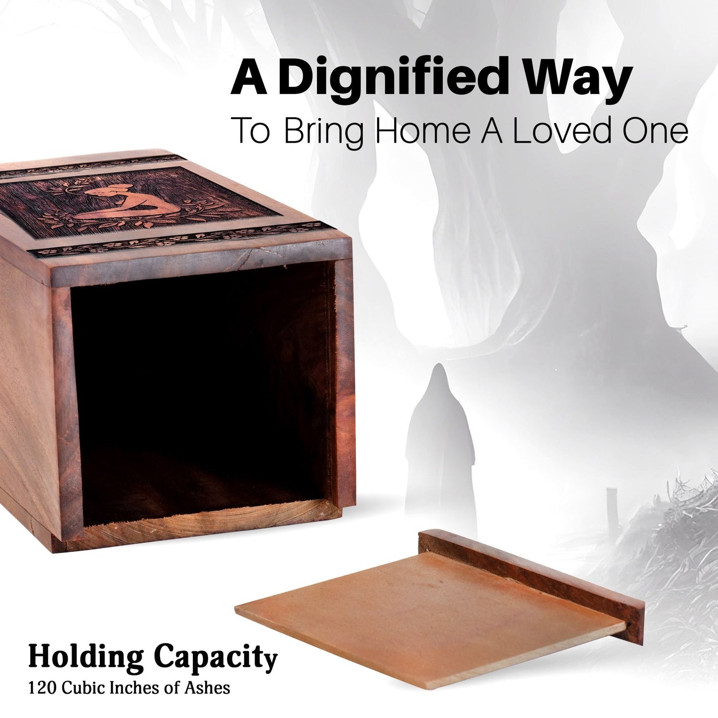 Handcrafted Wooden Yoga Urn for Ashes - Peaceful Tribute