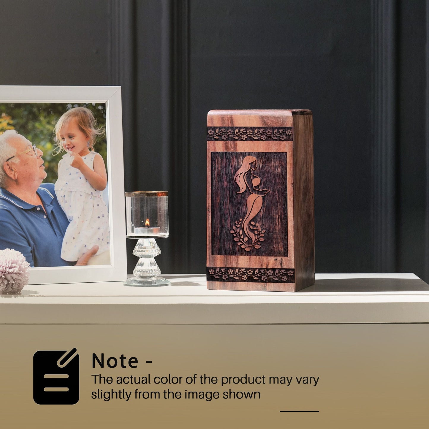 Unique Wooden Mermaid Cremation Urn for Ashes - Memorial Design