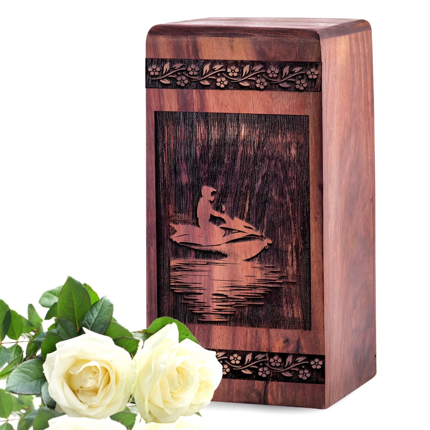 Wooden Riding Jet Urn Box for Ashes - Thoughtful Keepsake