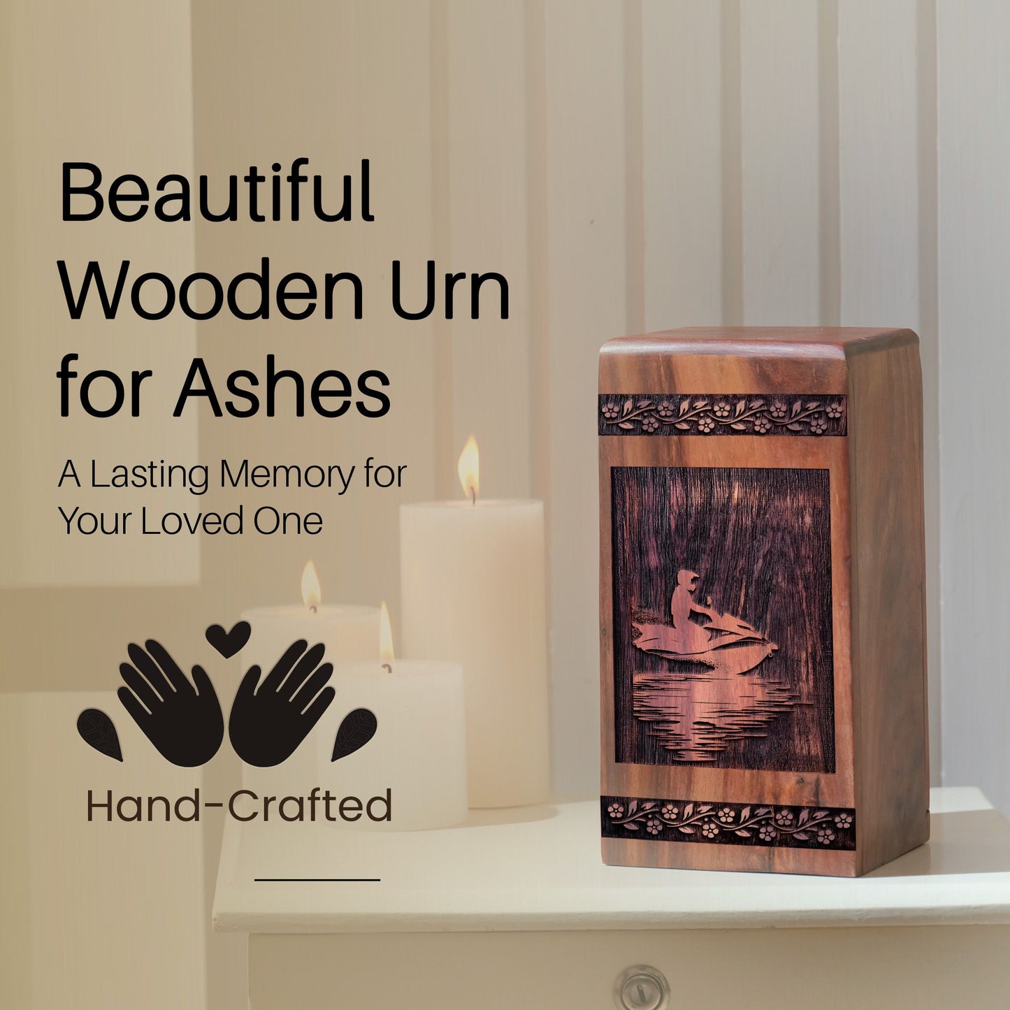 Wooden Riding Jet Urn Box for Ashes - Thoughtful Keepsake