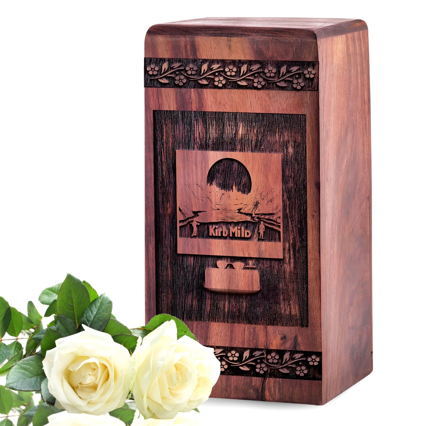 Wooden Man Urn Box for Ashes - Memorial Keepsake