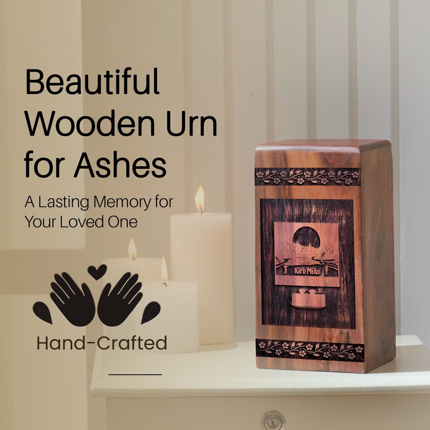 Wooden Man Urn Box for Ashes - Memorial Keepsake