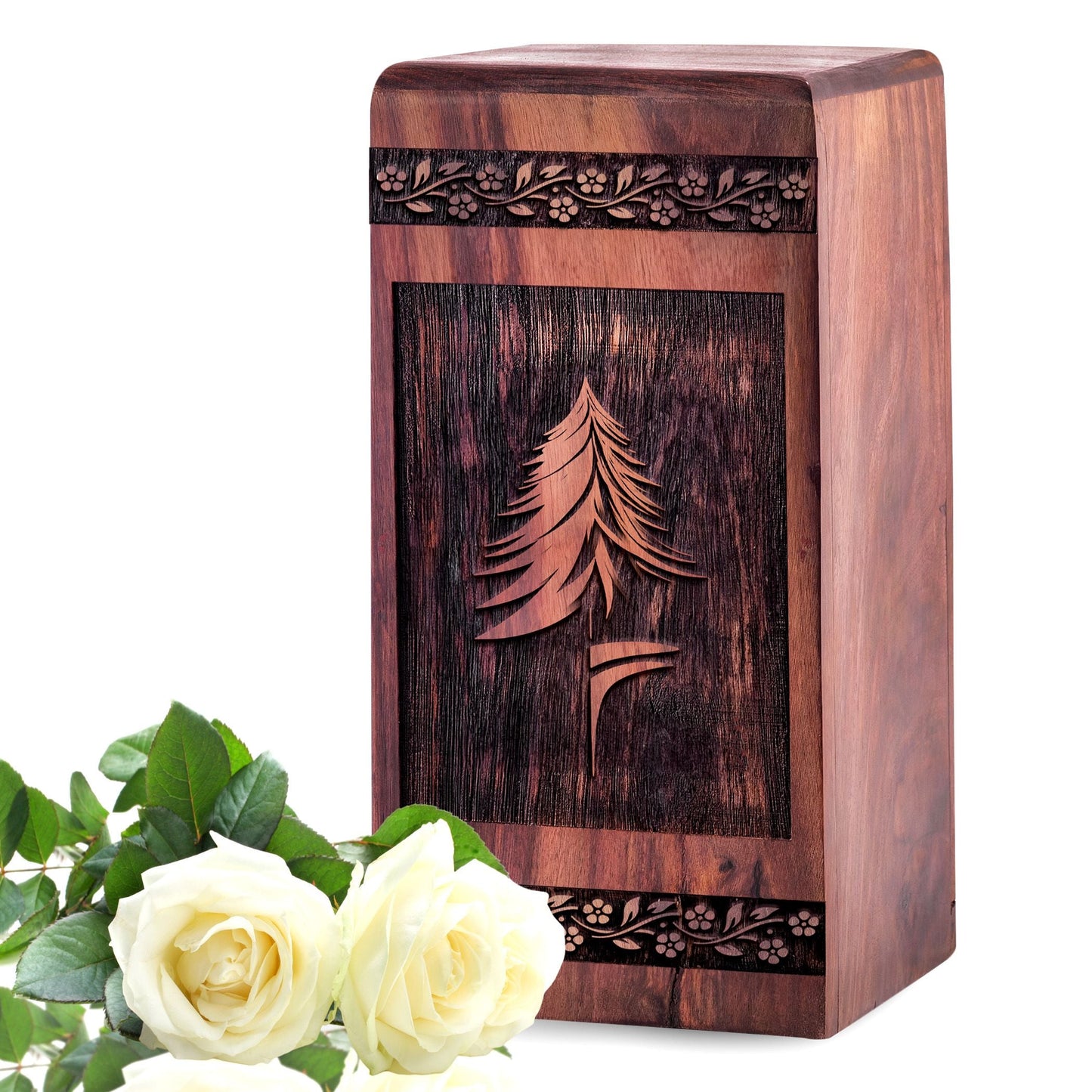 Wooden Logo Urn Box for Ashes - Memorial Keepsake
