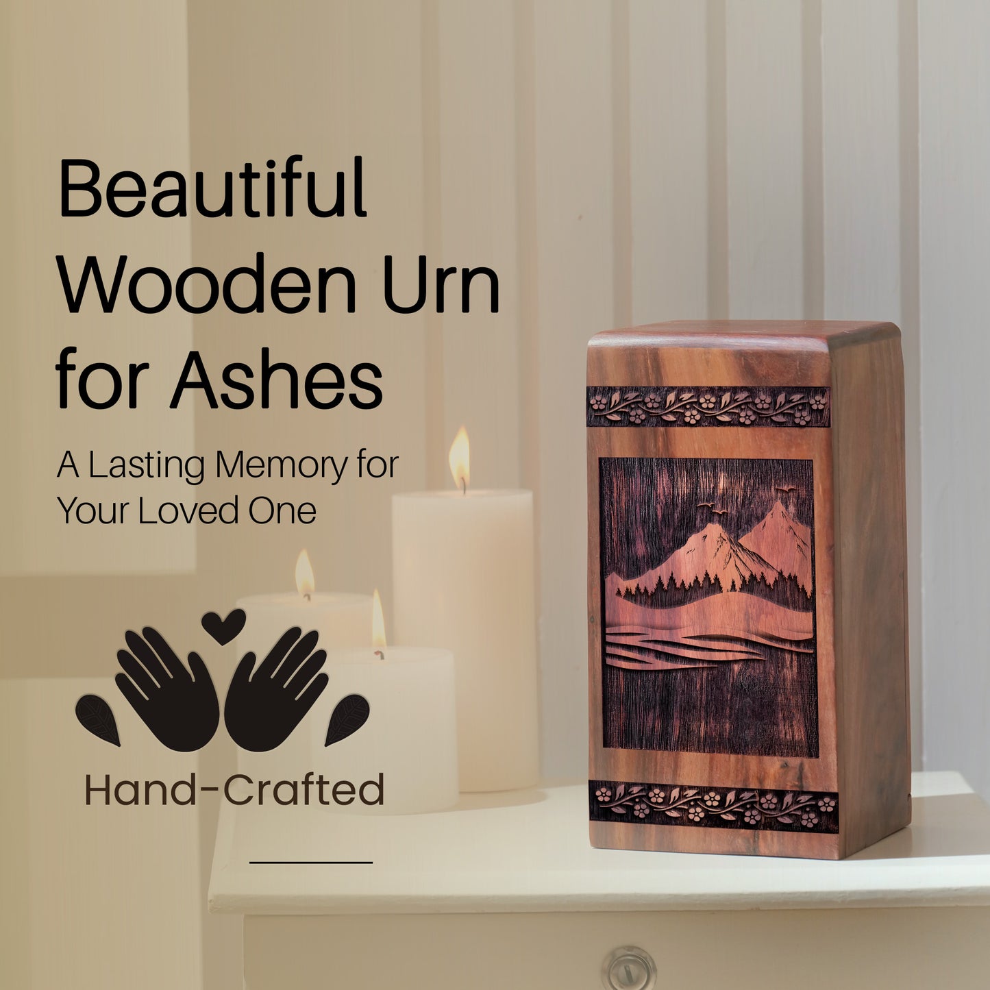 mountain Urn Size 10 Inch 10”(H) x 5.5”(W) x 5.5”(L)