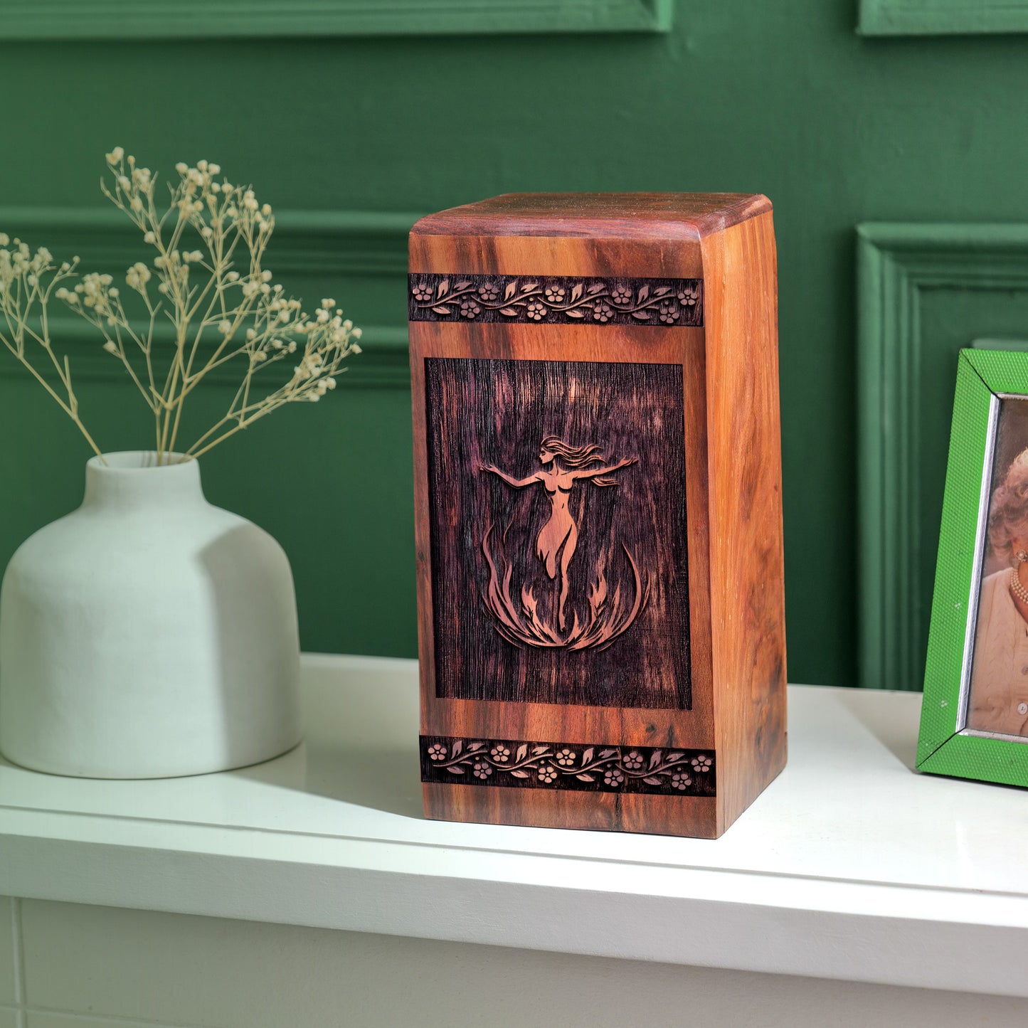female dancing Urn Size 14 Inch 14”(H) x 7.5”(W) x 7.5”(L)