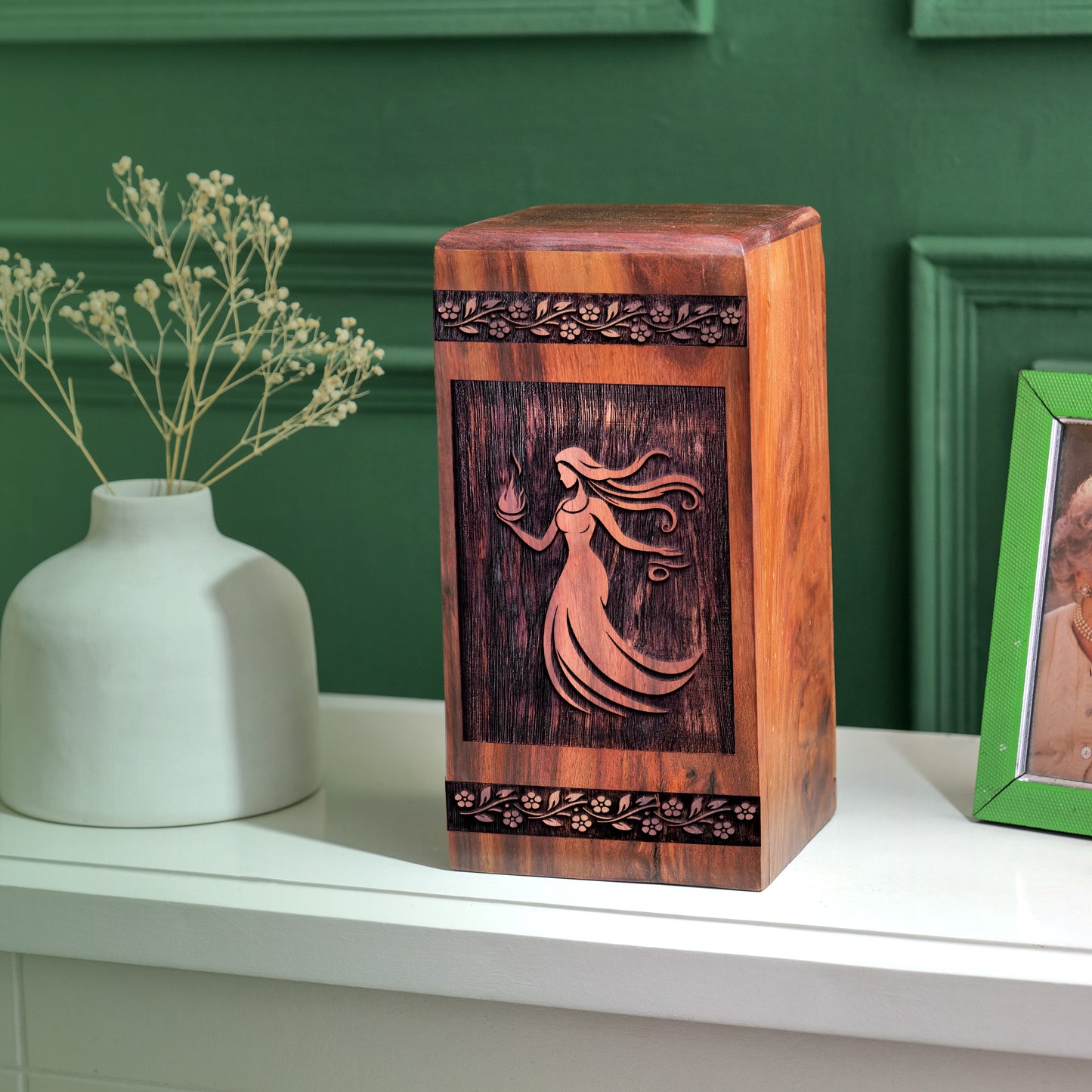 female dancing Urn Size 14 Inch 14”(H) x 7.5”(W) x 7.5”(L)