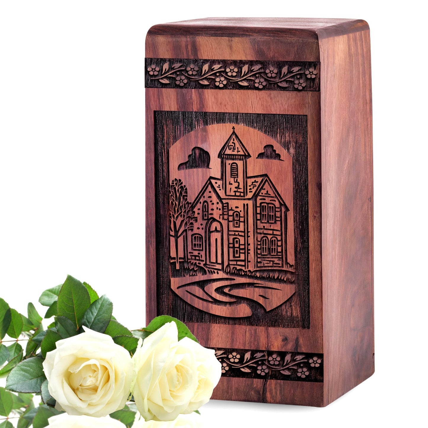 Handcrafted Wooden Farmhouse Urn for Ashes - Rustic Tribute
