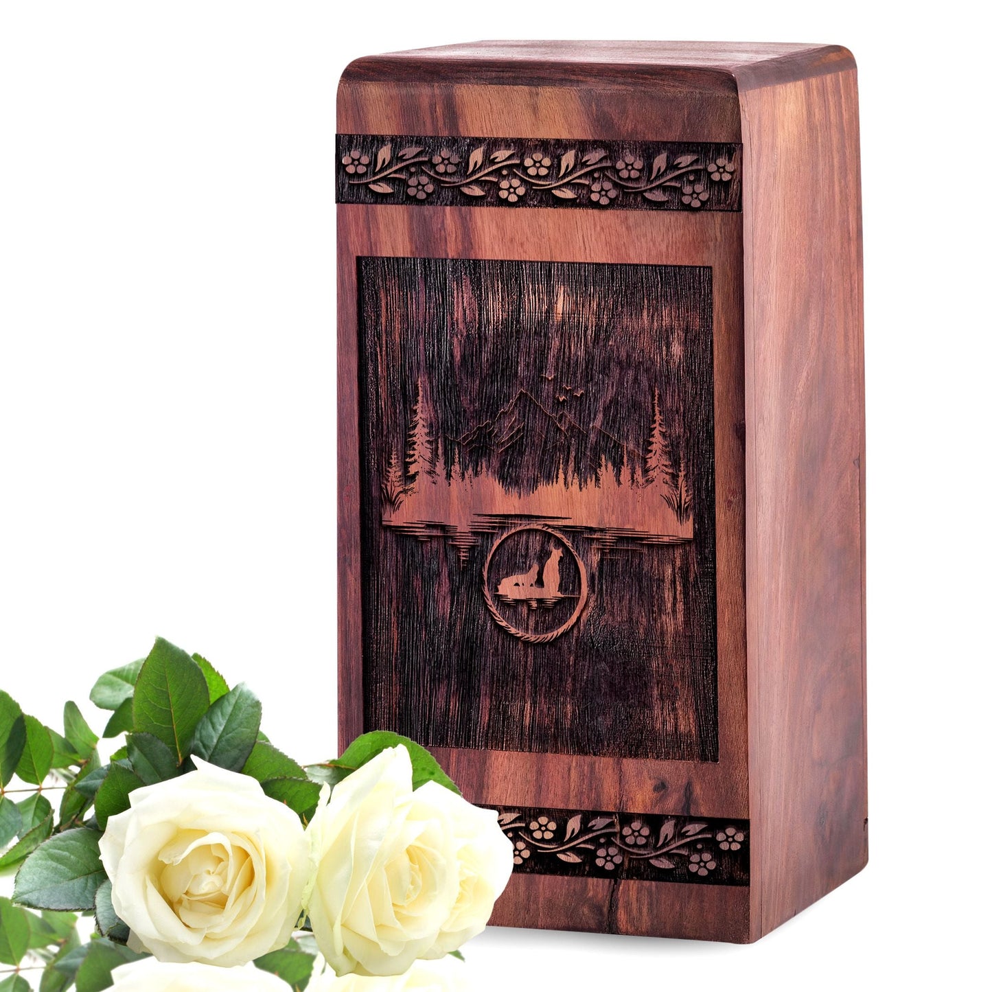 Wooden Mountain Urn Box for Ashes - Thoughtful Keepsake