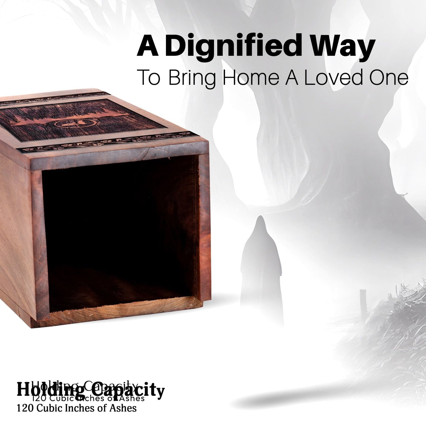 Wooden Mountain Urn Box for Ashes - Thoughtful Keepsake