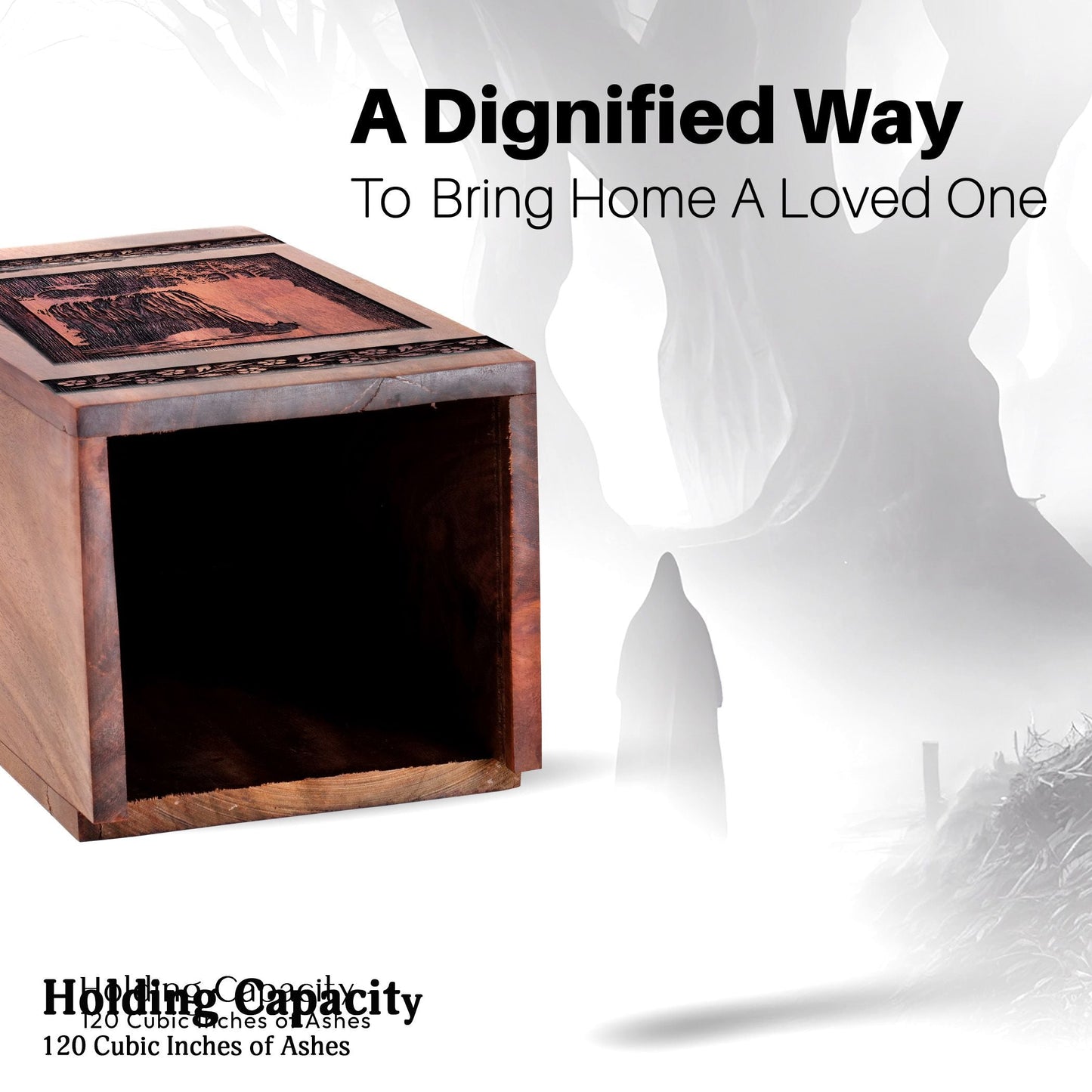 Handmade Wooden Mountain Urn for Ashes - Eternal Tribute