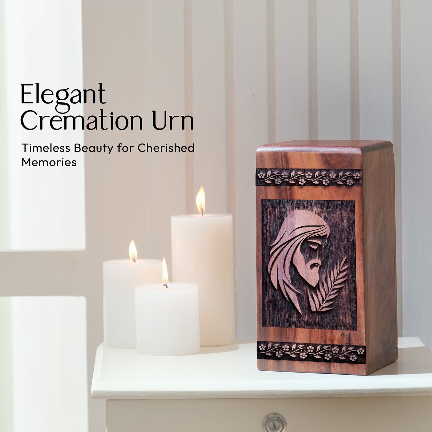 Handcrafted Wooden Jesus Urn for Ashes - Lasting Memorial