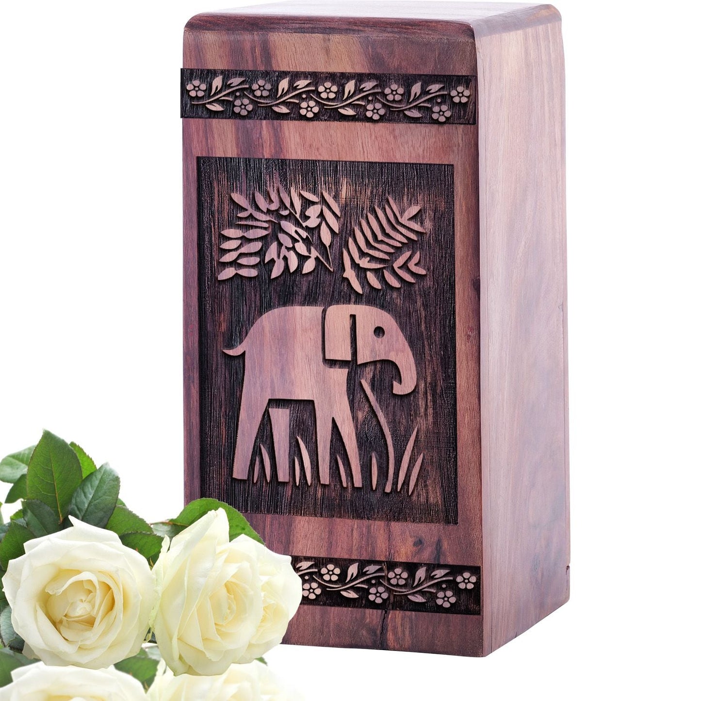 Wooden Elephant Urn Box for Ashes - Thoughtful Keepsake