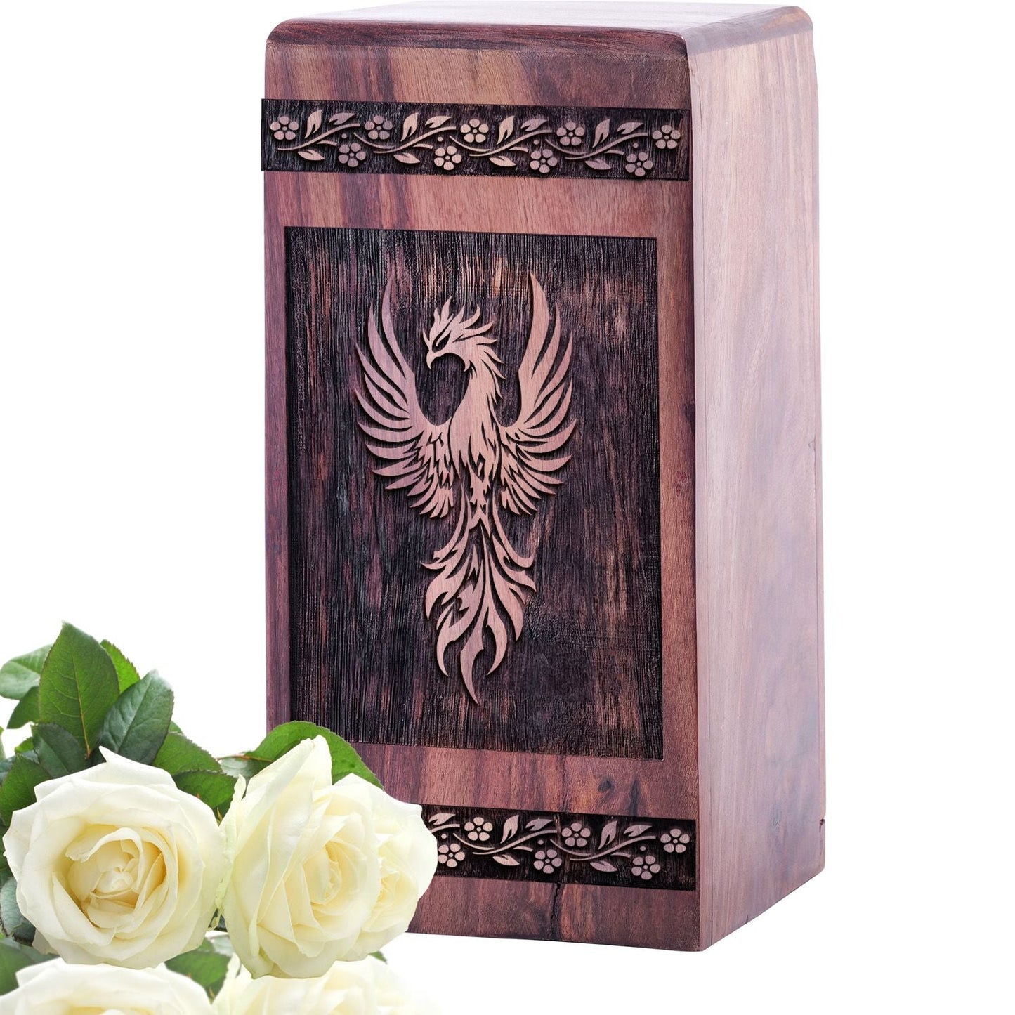 Wooden Phoenix Urn Box for Ashes Memorial Design