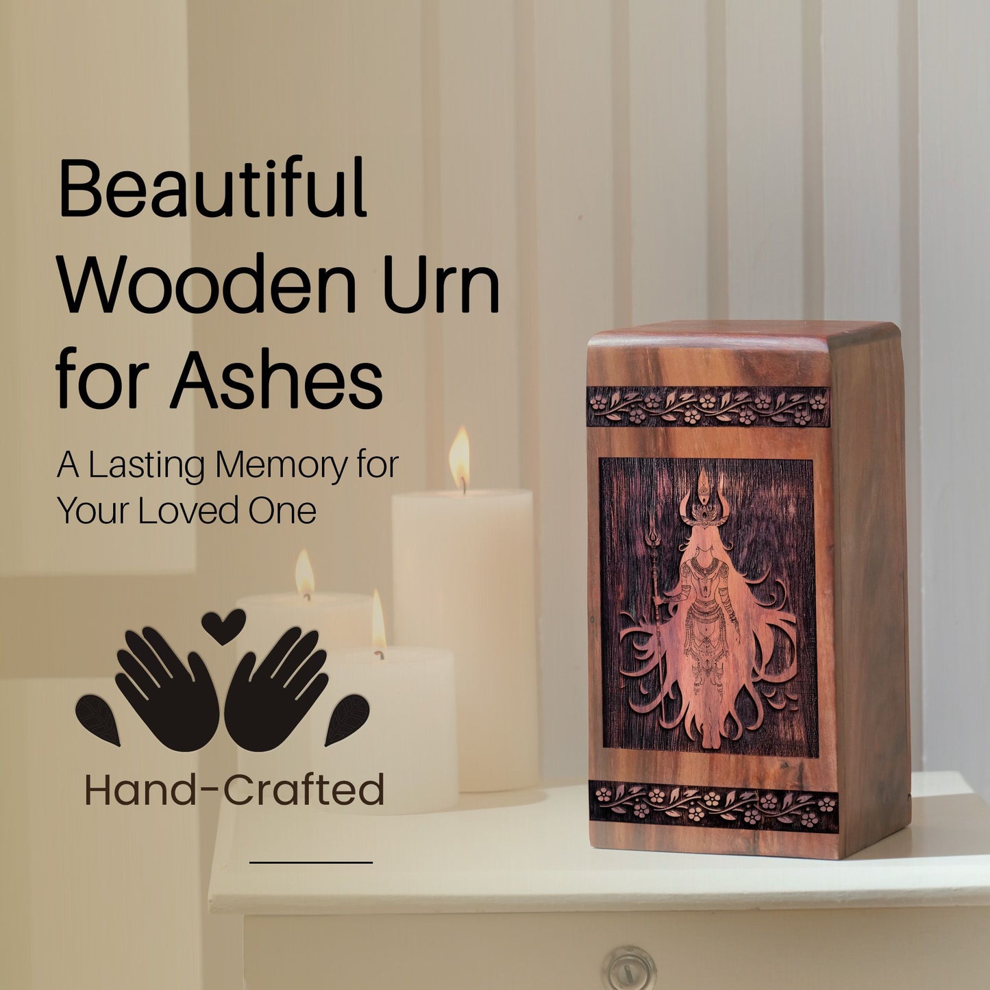 Handcrafted Wooden Egyptian Urn for Ashes - Timeless Memorial
