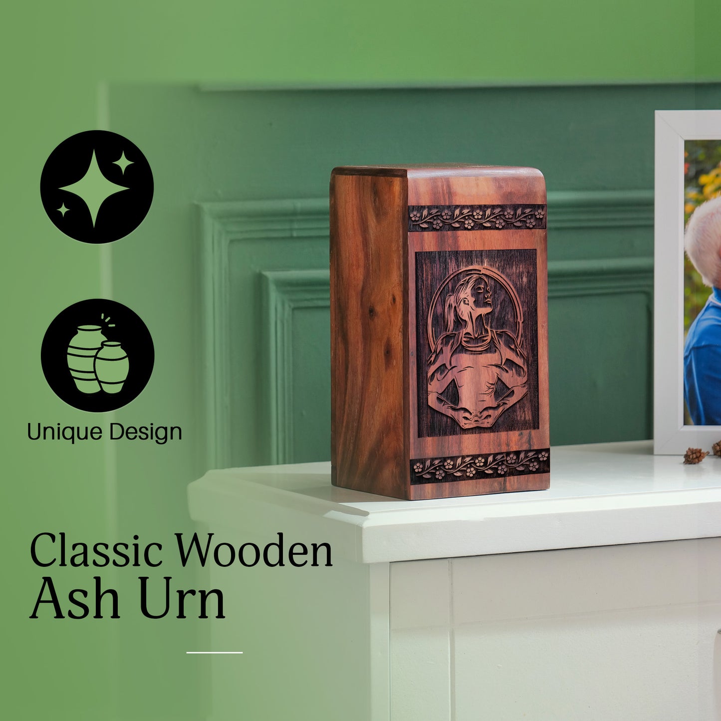 yoga Urn Size 11.25 Inch 11.25”(H) x 6.25”(W) x 6.25”(L)