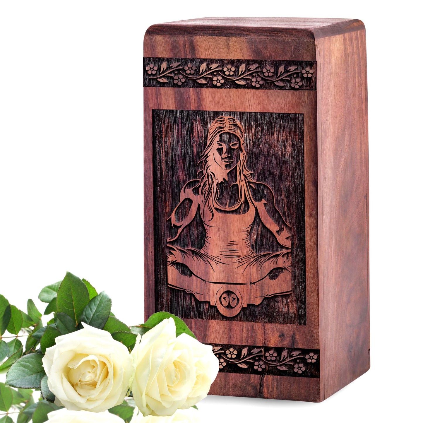 Handcrafted Wooden Yoga Urn for Ashes - Eternal Keepsake