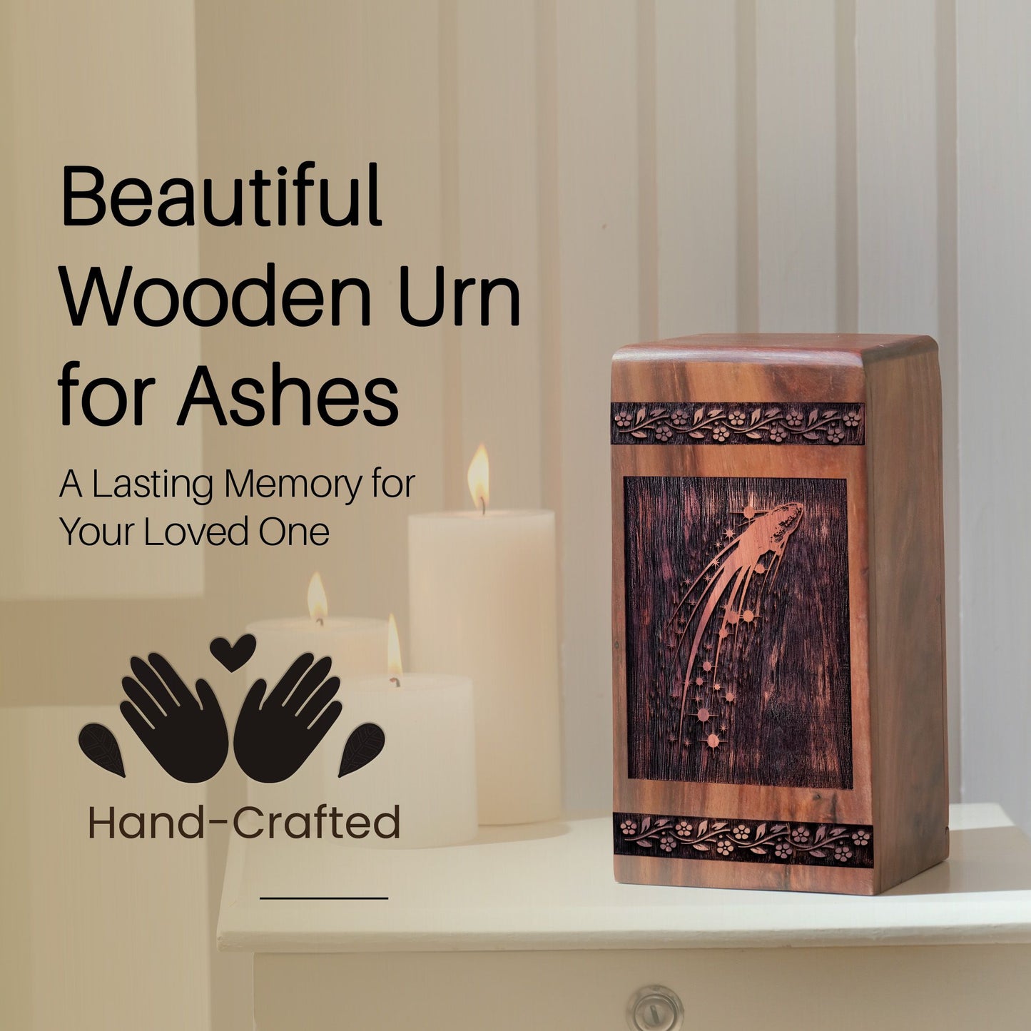 Unique Wooden Rocket Cremation Urn for Ashes - Memorial Urn