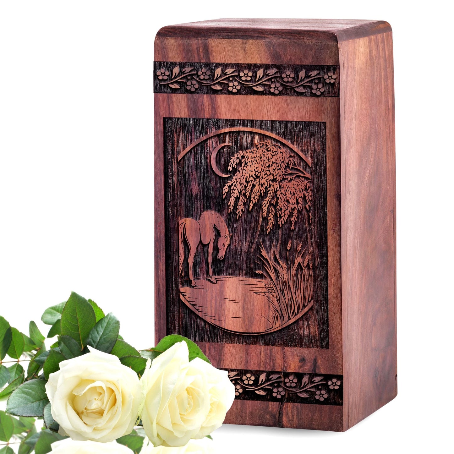 Handcrafted Wooden Horse Urn for Ashes - Lasting Tribute