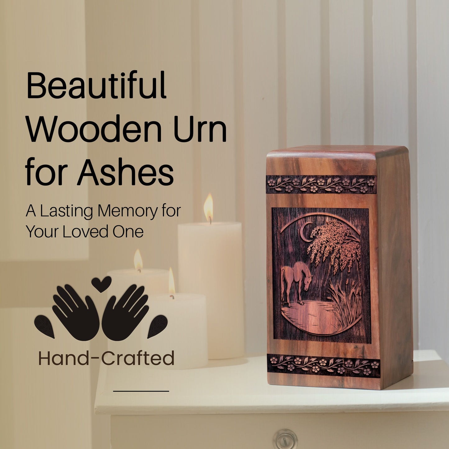 Handcrafted Wooden Horse Urn for Ashes - Lasting Tribute