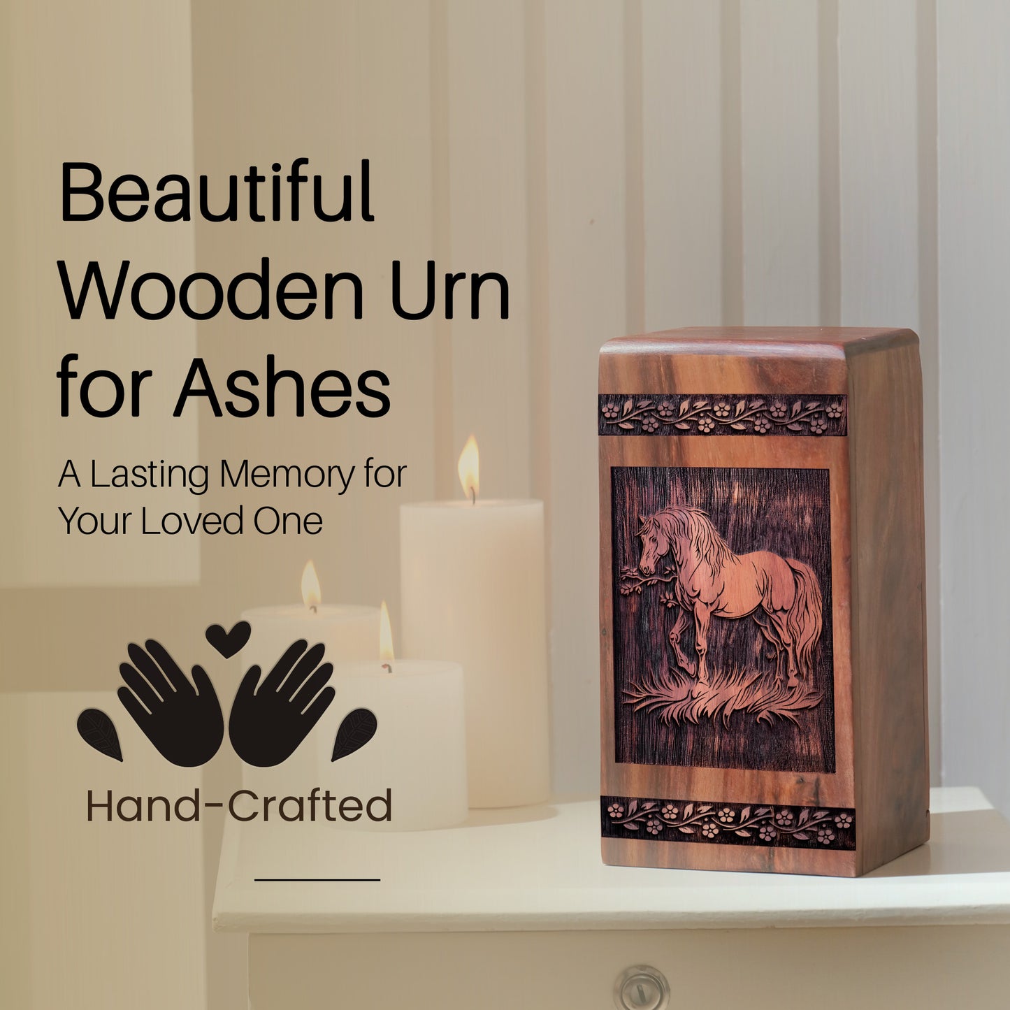 horse Urn Size 10 Inch 10”(H) x 5.5”(W) x 5.5”(L)