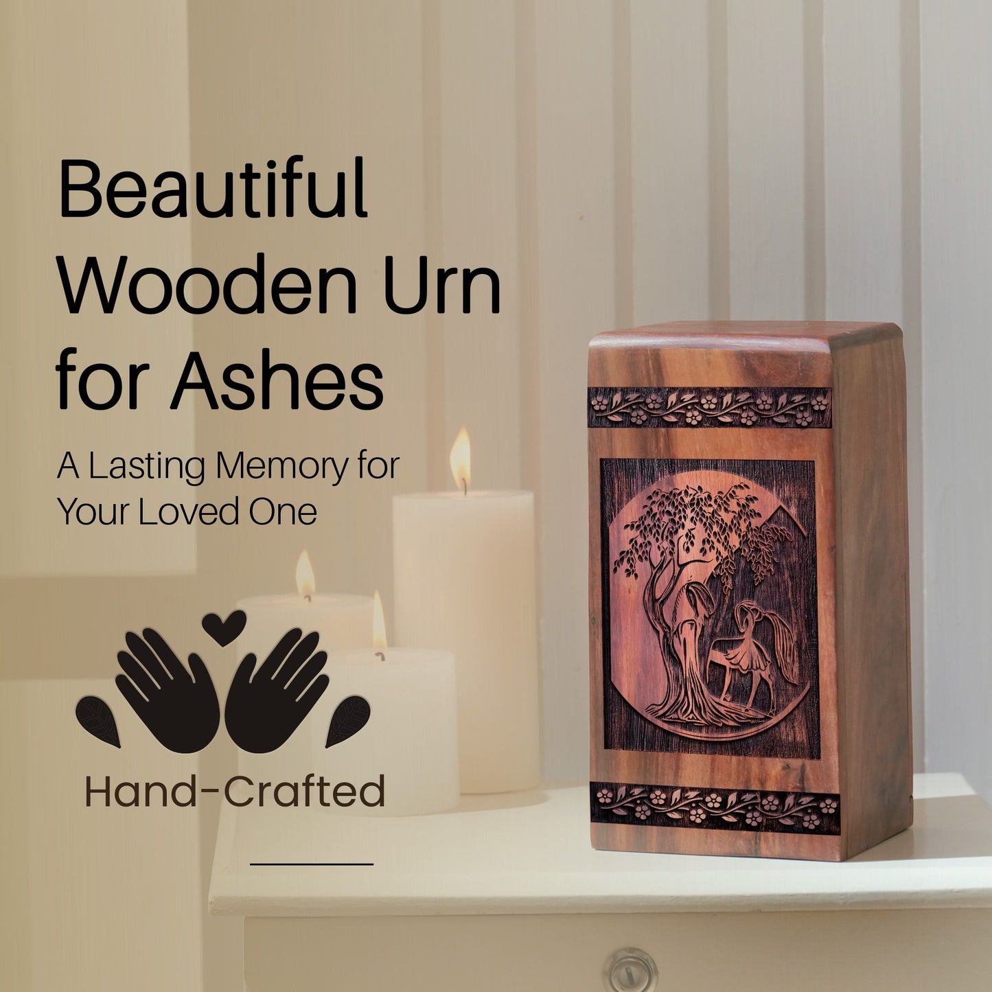 Unique Wooden Horse Cremation Urn for Ashes - Memorial