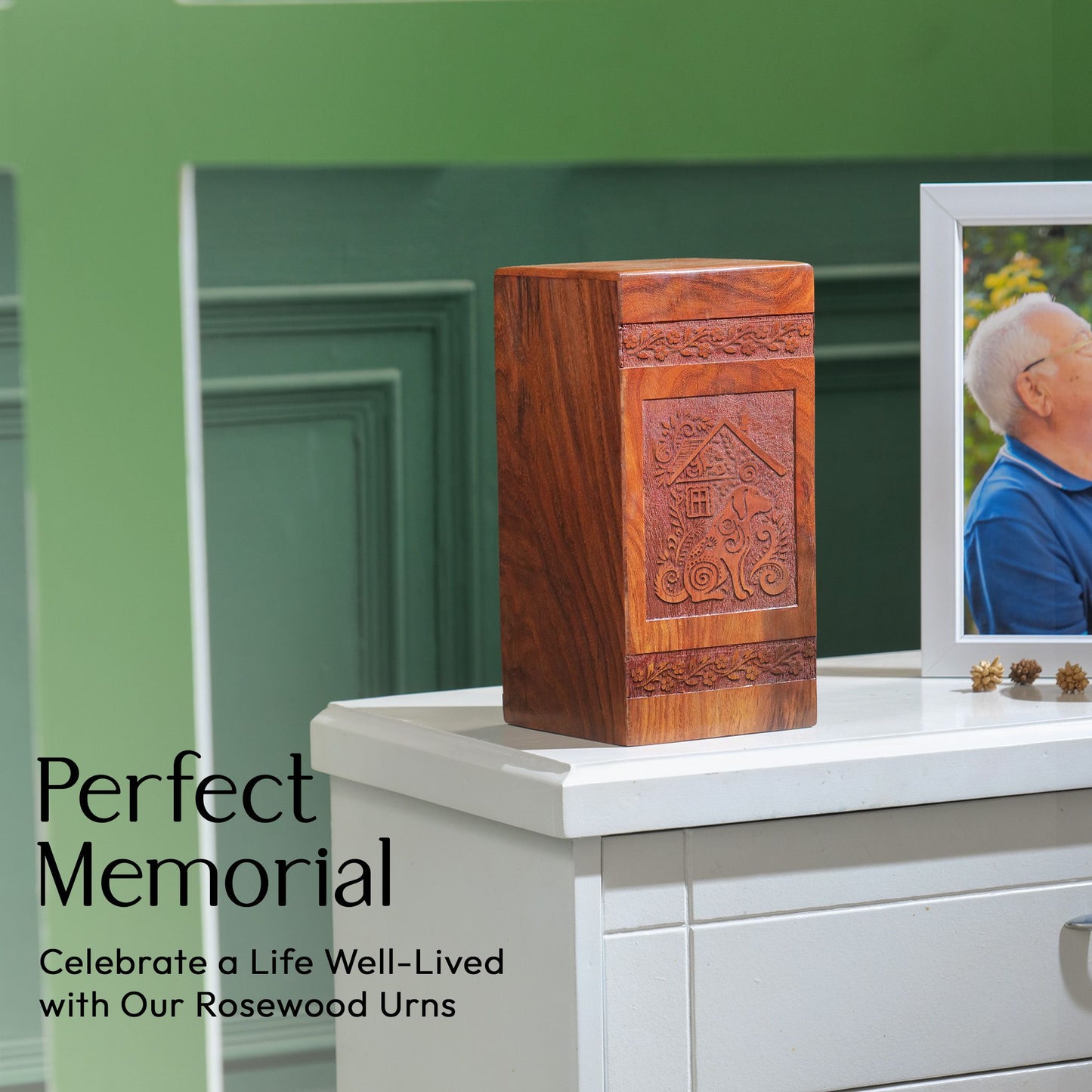 Dog Wooden Keepsake Box For Men - Wood Funeral Urn