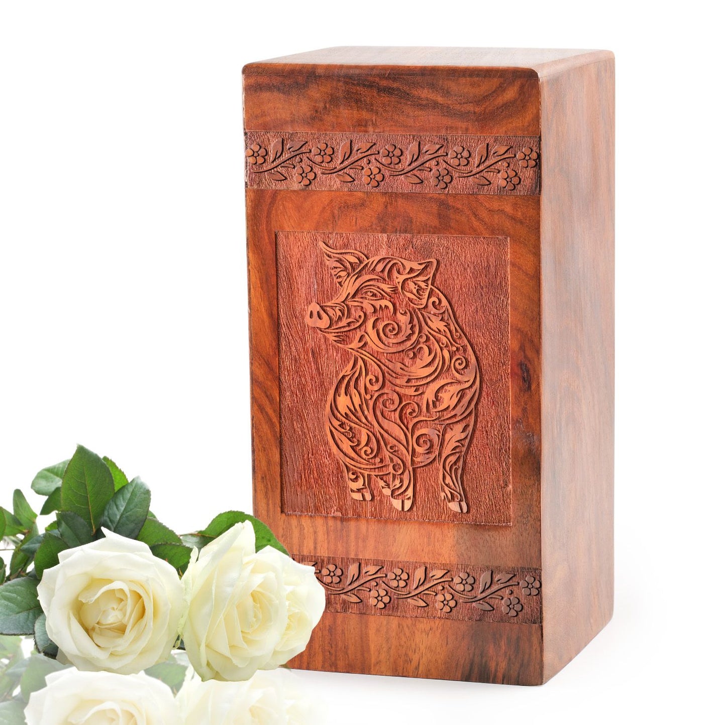 Pig Wooden Box For Ashes Adult - Wood Urns For Burial