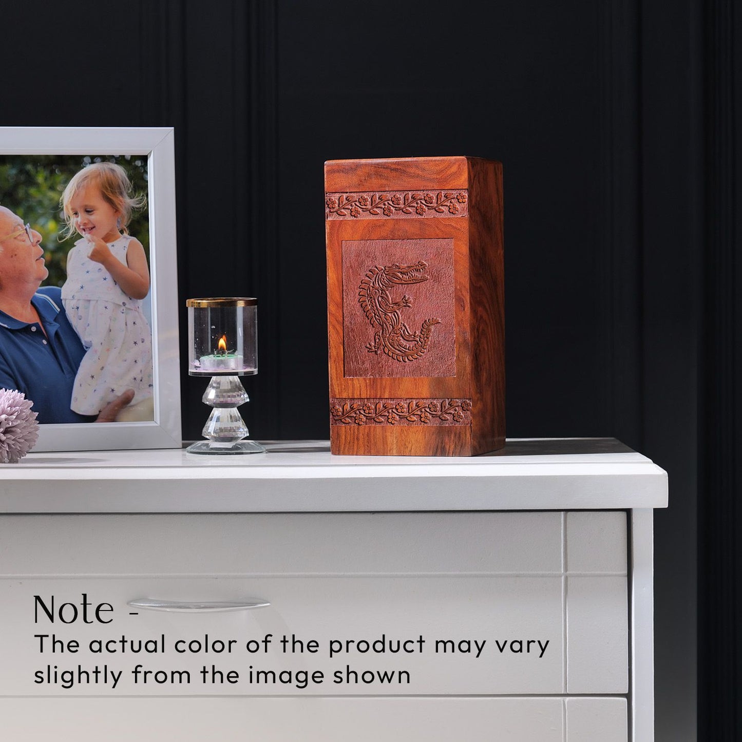 Crocodile Wooden Cremation Box For Ashes - Wood Urns For Burial