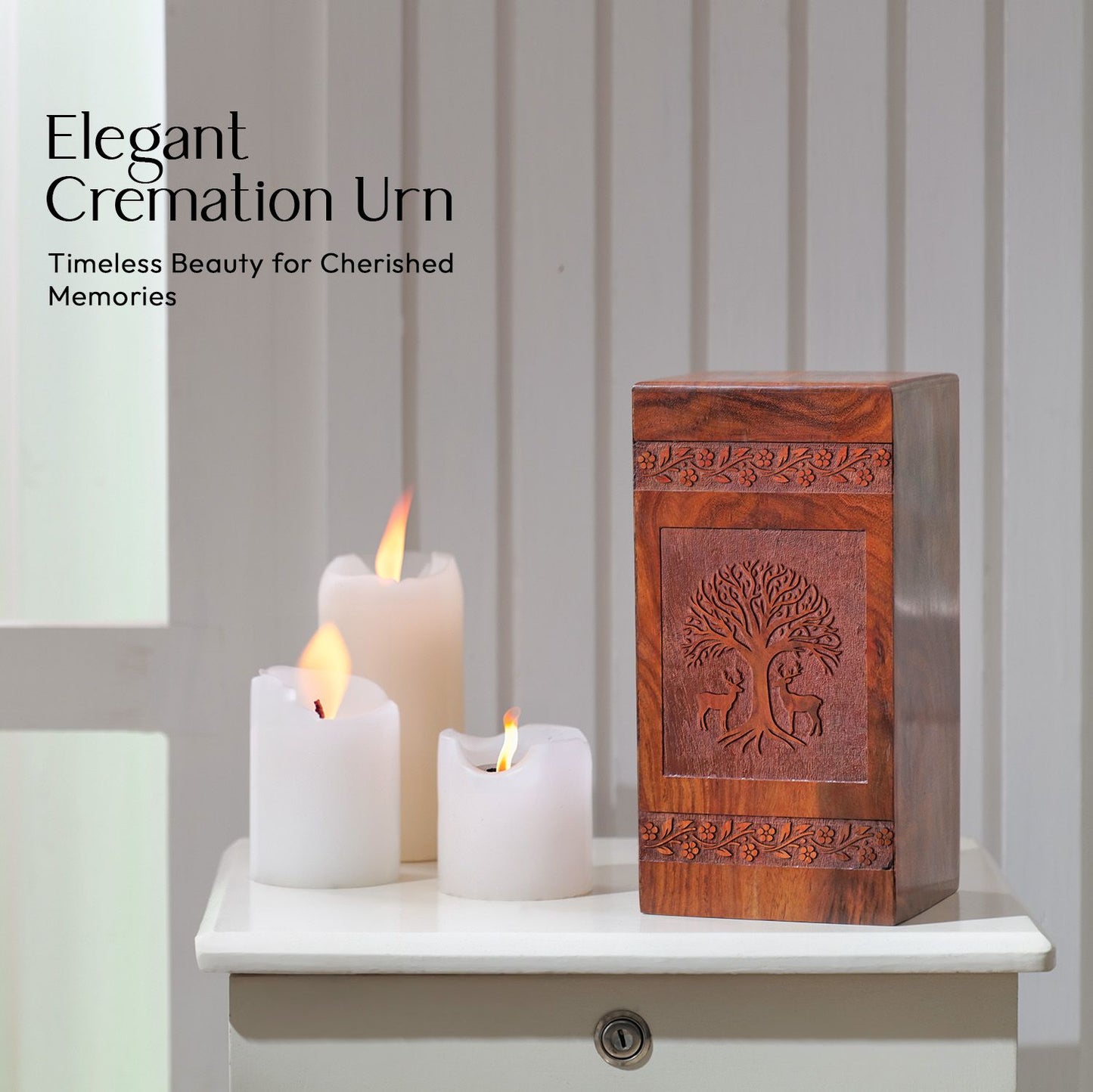 Deer Wooden Cremation Urns For Ashes - Ash Boxes Cremation