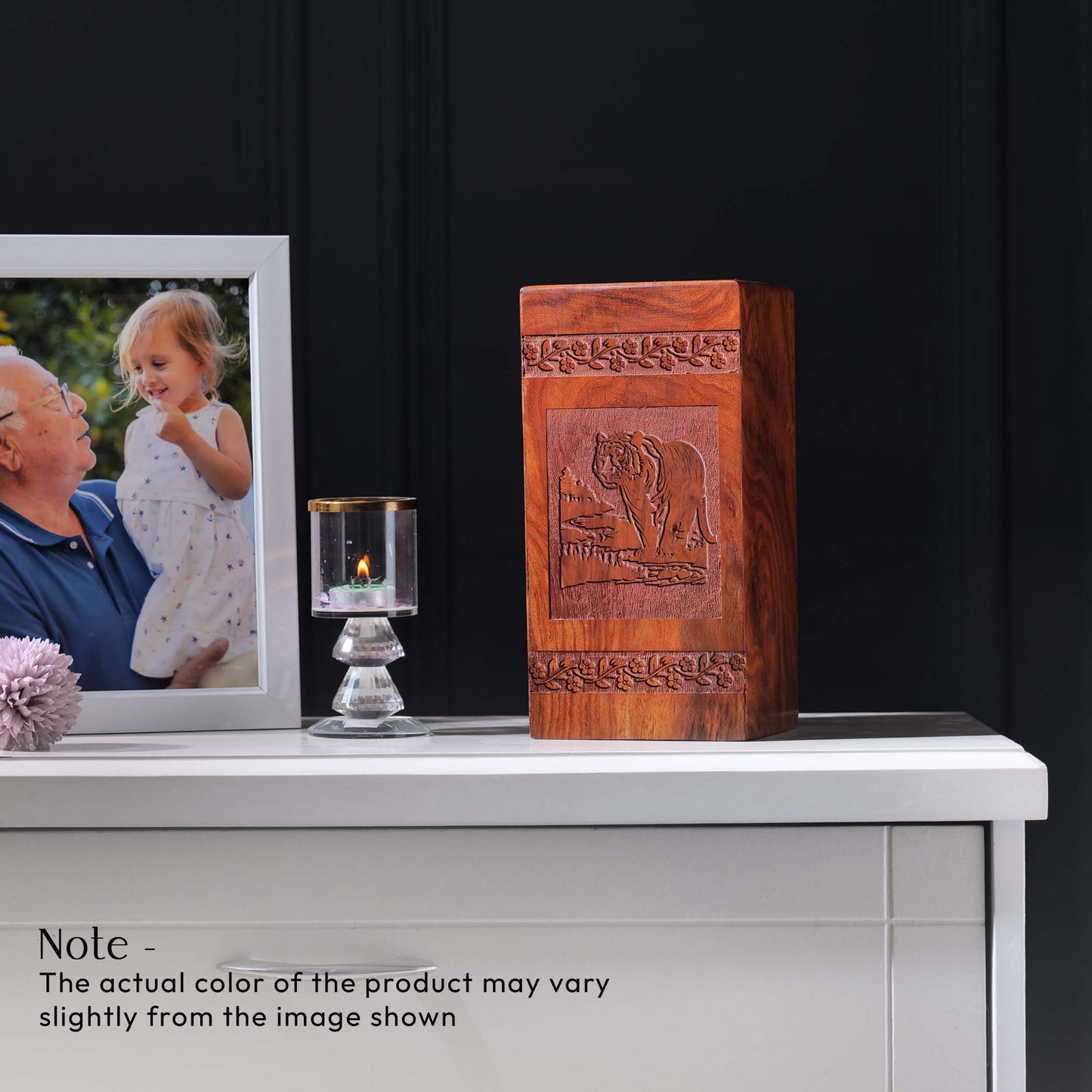 Tiger Wooden Box Urn For Ashes Adult - Wood Cremation Box For Ashes
