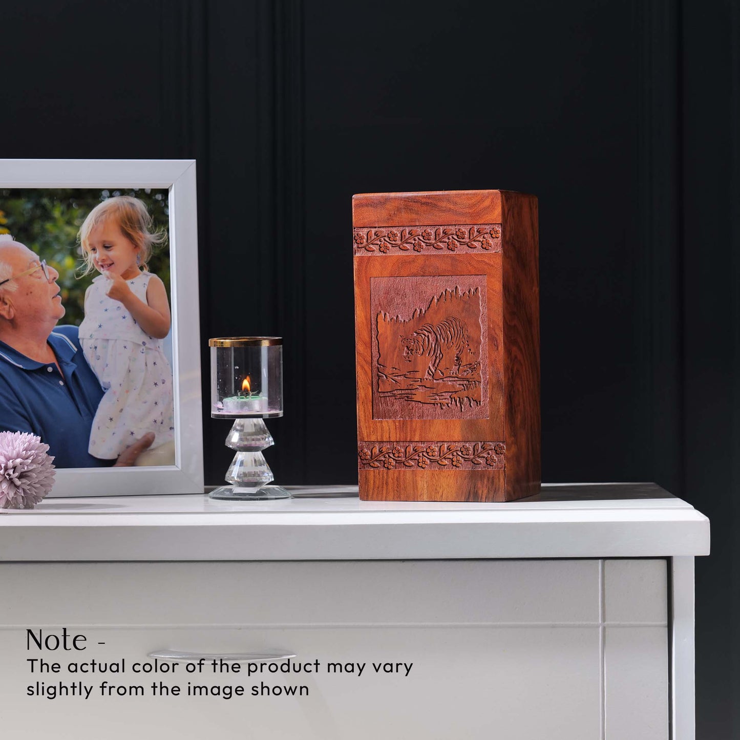 Tiger Wooden Urns For Ashes Adult - Wood Cremation Box For Adult Male