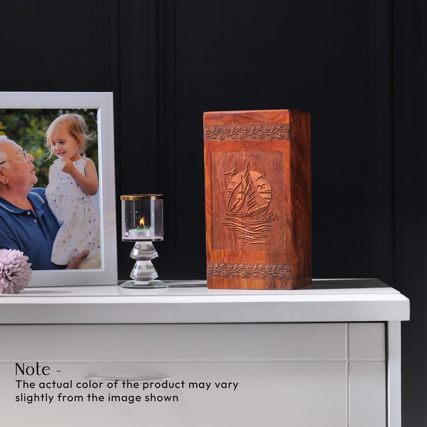 Sailboat Wooden Urns Box For Ashes Adult - Cremation Urns Wooden Box