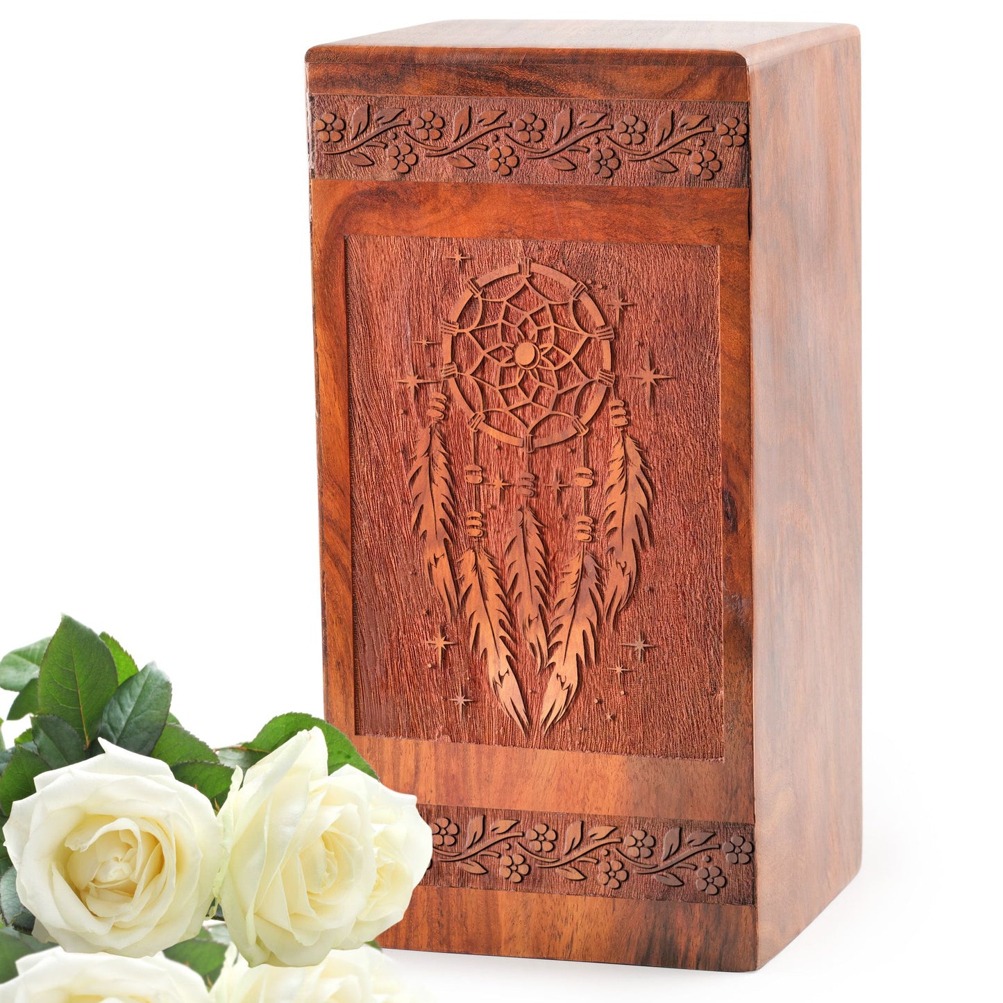 Dream Catcher Wooden Box For Ashes - Wood Urns For Cremation Burial
