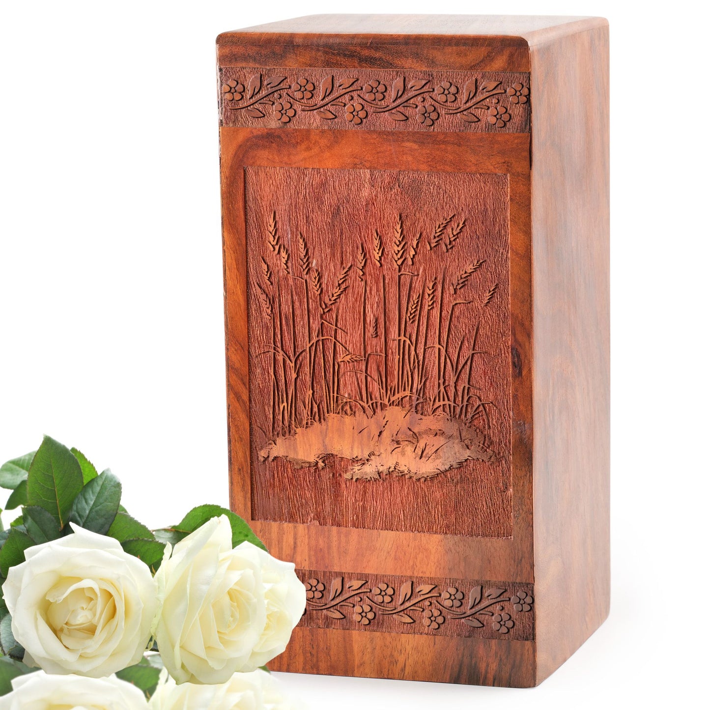 Cornfield Wooden Cremation Urns - Wood Box For Human Ashes Adult Male
