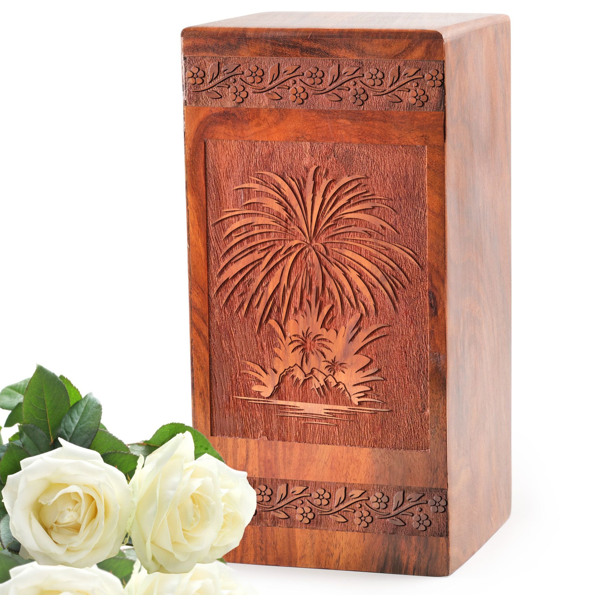 Fire Pit Wood Cremation Urns - Wooden Box For Adult Ashes Burial