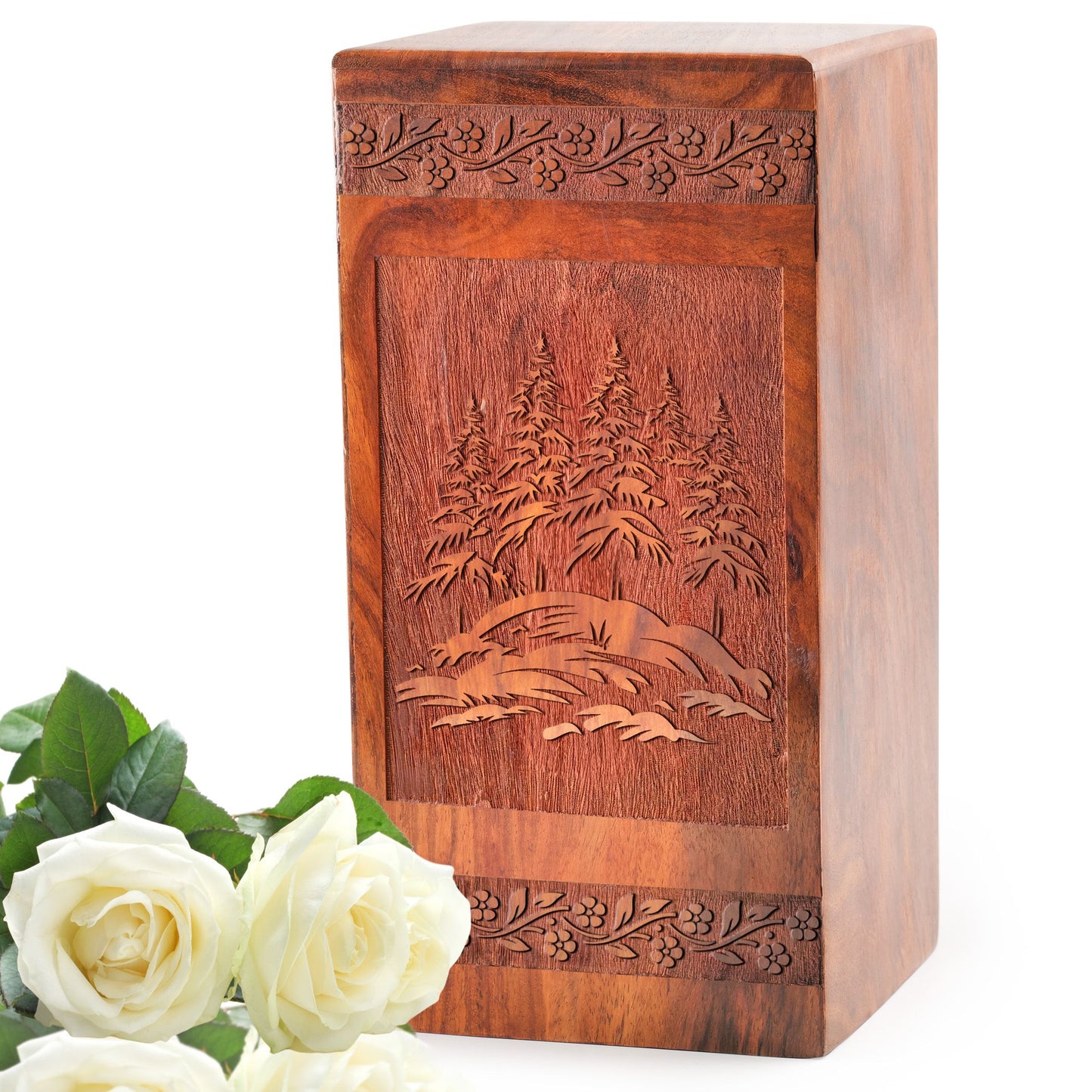 Forest Wood Urns For Human Ashes - Rustic Box For Adults