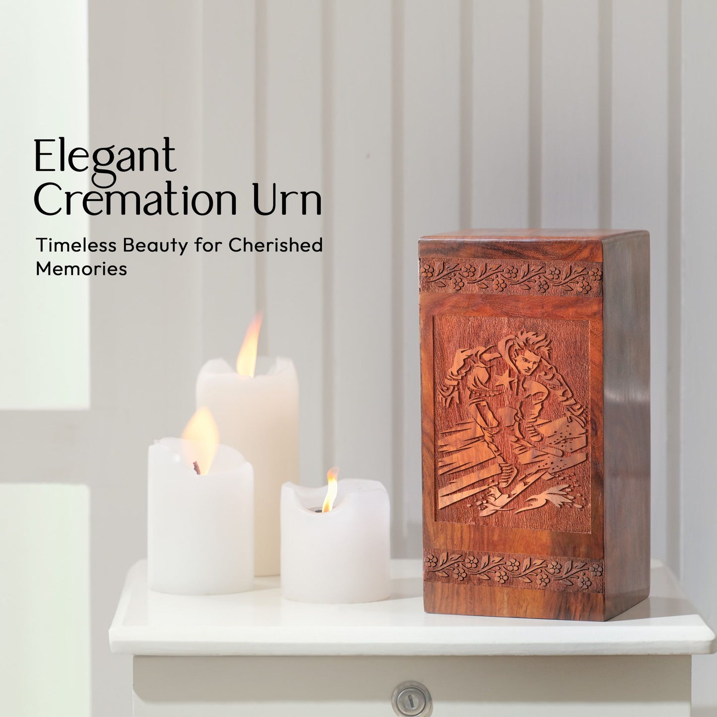 Ice Skater Wooden Cremation Urns – Ashes Memorial For Adults
