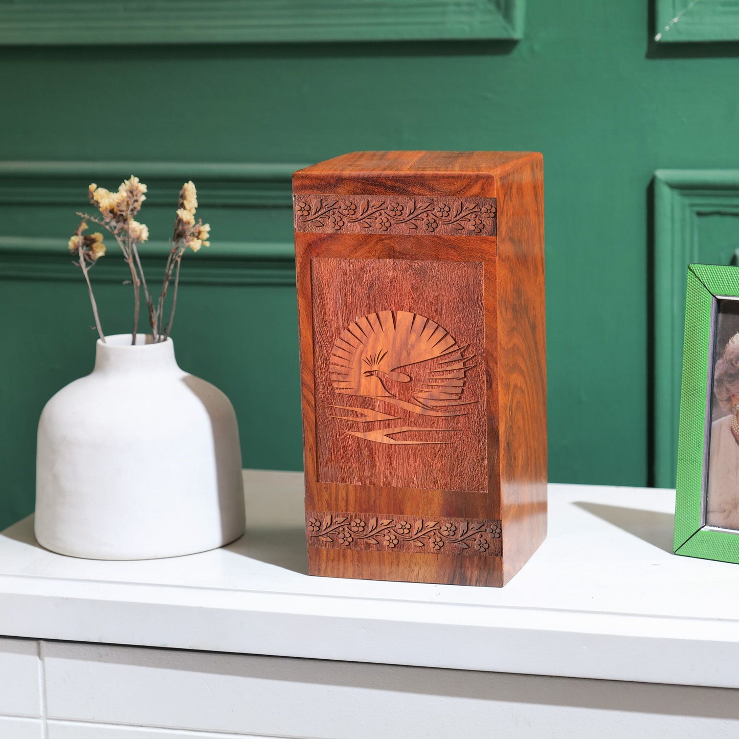 Phoenix Wooden Urns Box For Ashes – Burial Urns For Human Ashes