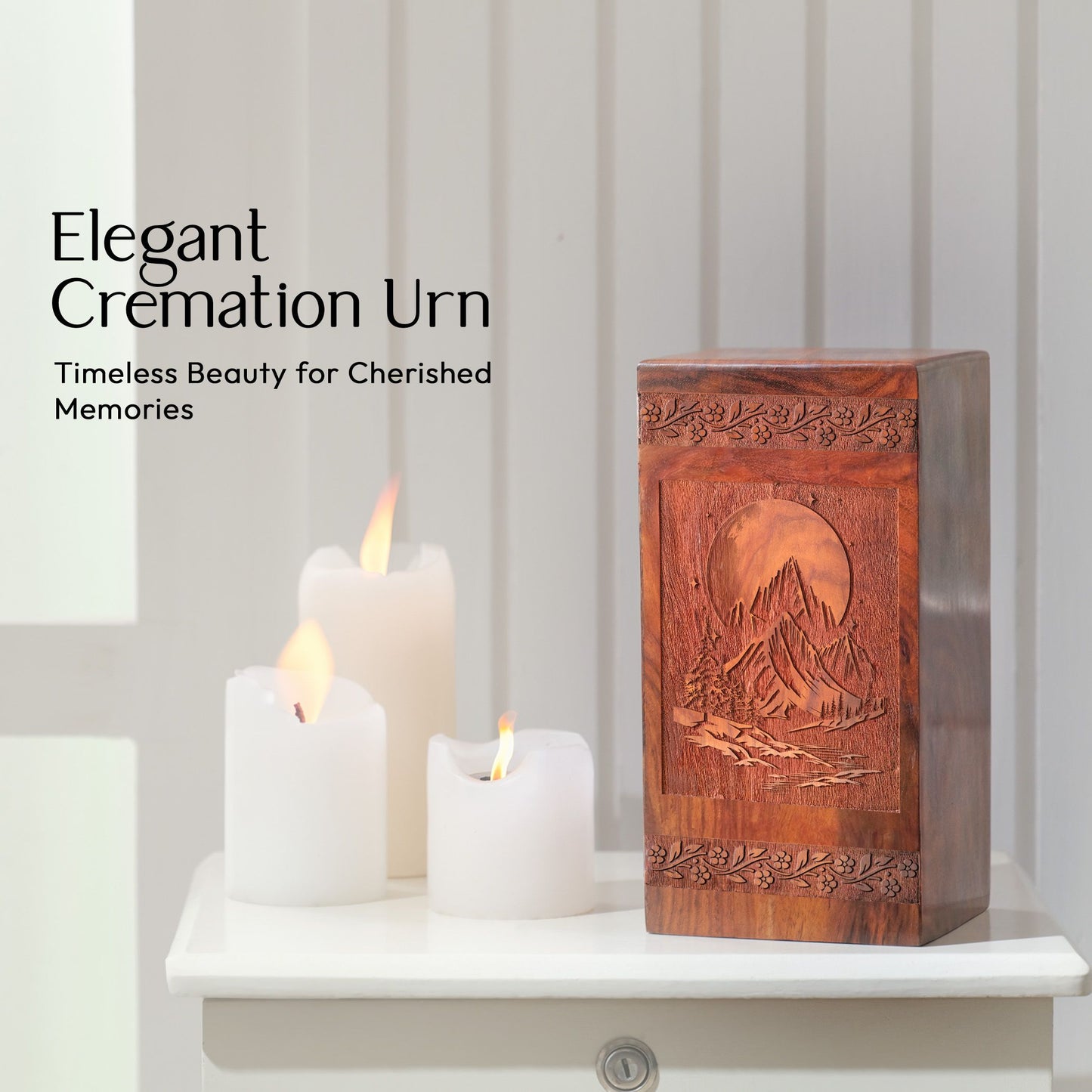 Northern Lights Cremation Urns Wooden Box – Memorial Urns For Adult Ashes