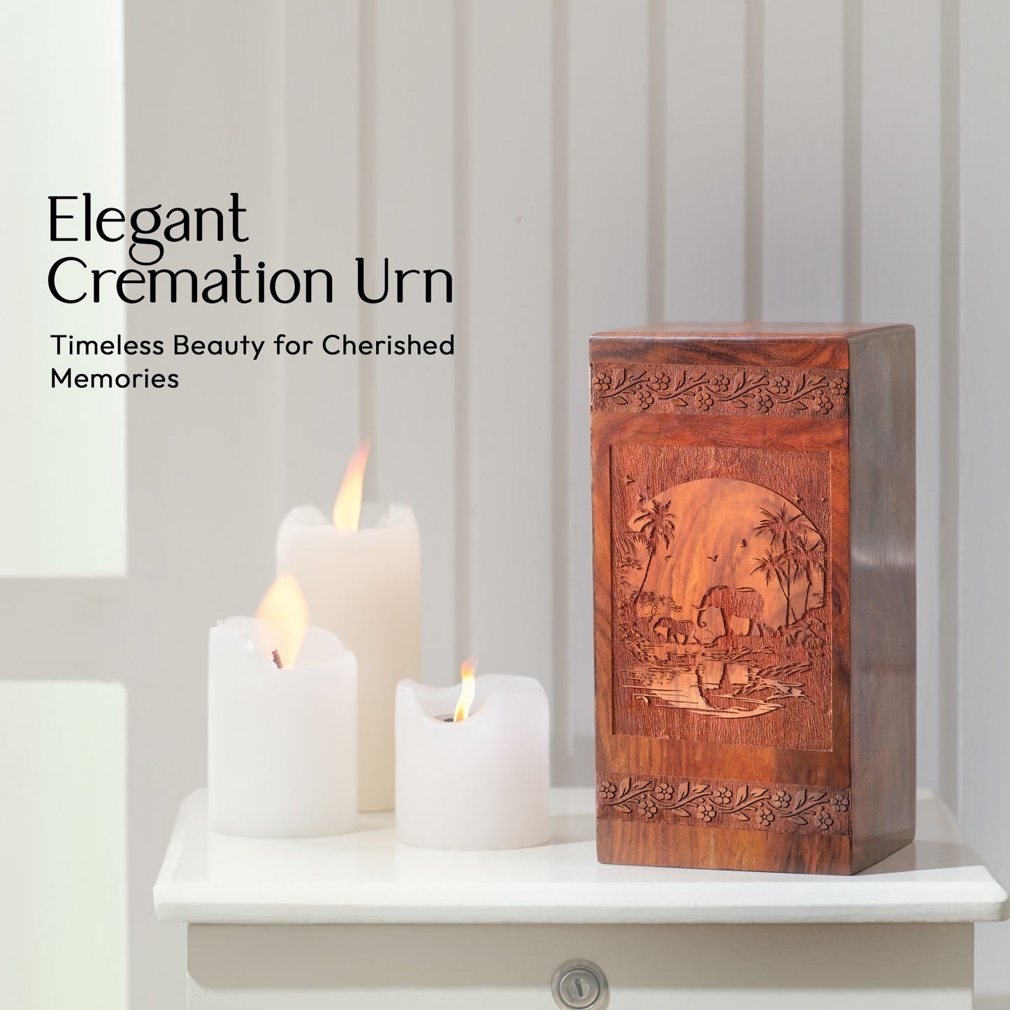 Rainforest Wooden Urns For Ashes – Memorial Box For Human Cremation