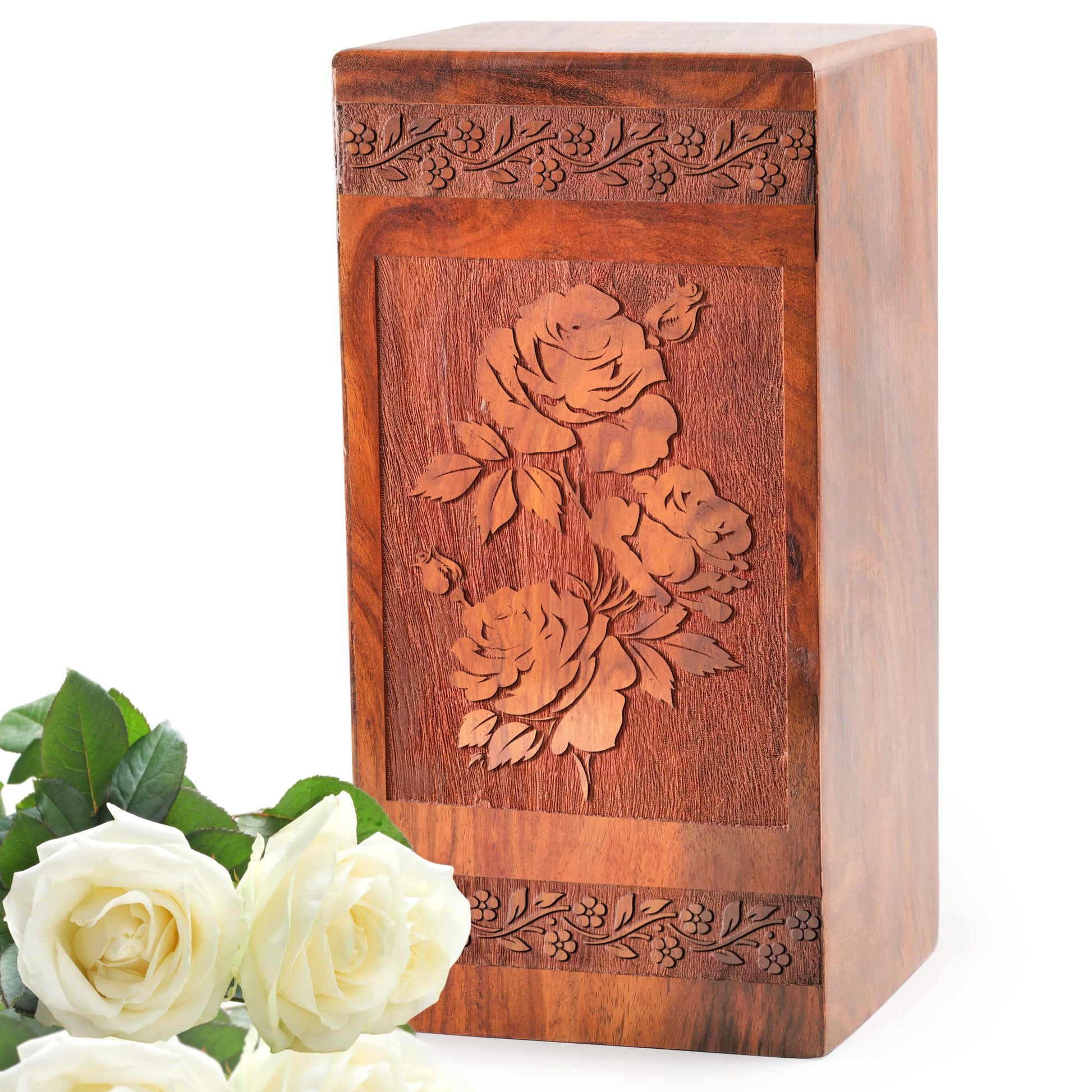 Rose Garden Cremation Urns – Wooden Box For Human Ashes Memorial